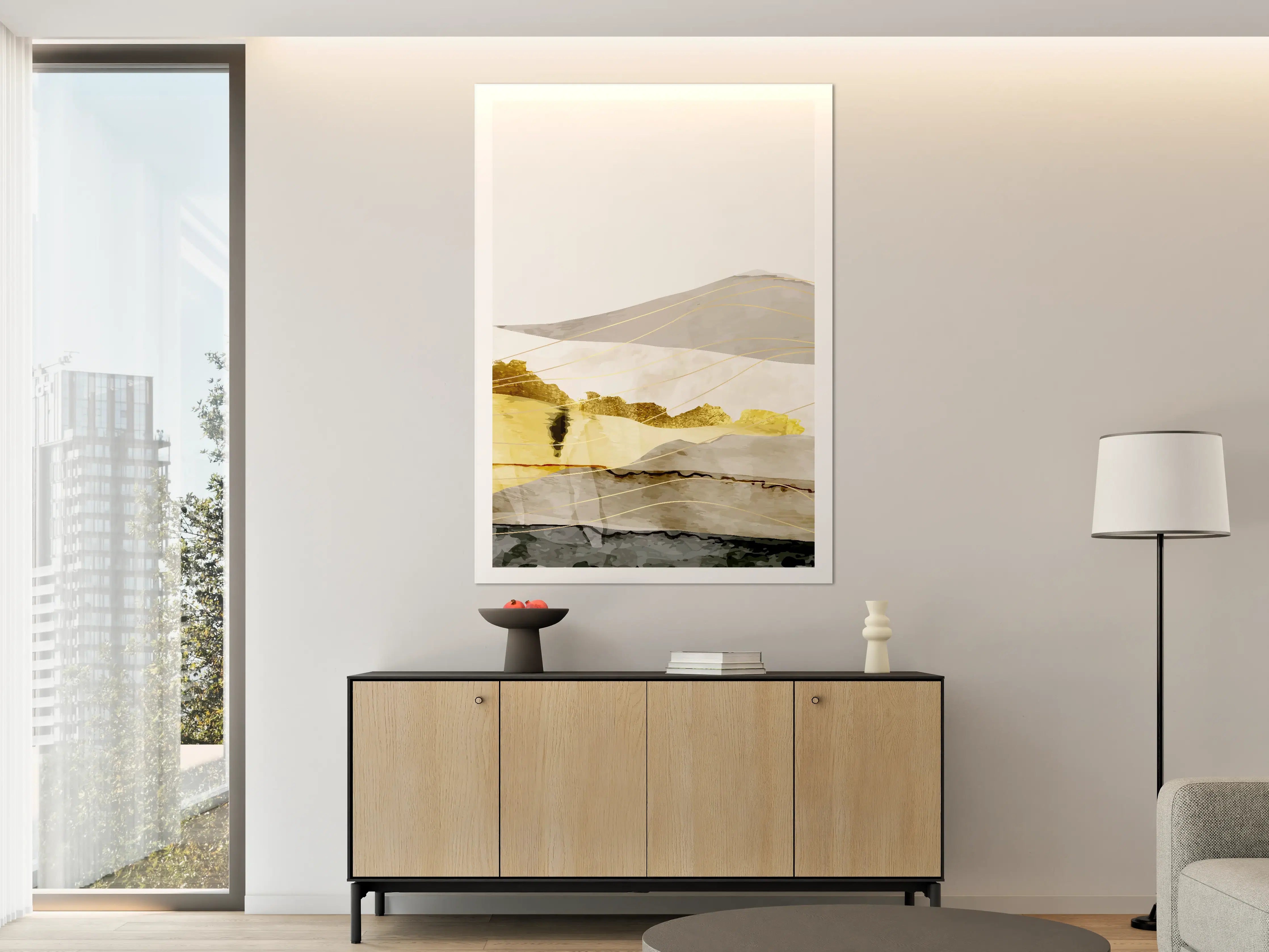 Große Wandbilder - Moderne Abstrakte Wandkunst in Neutraltönen