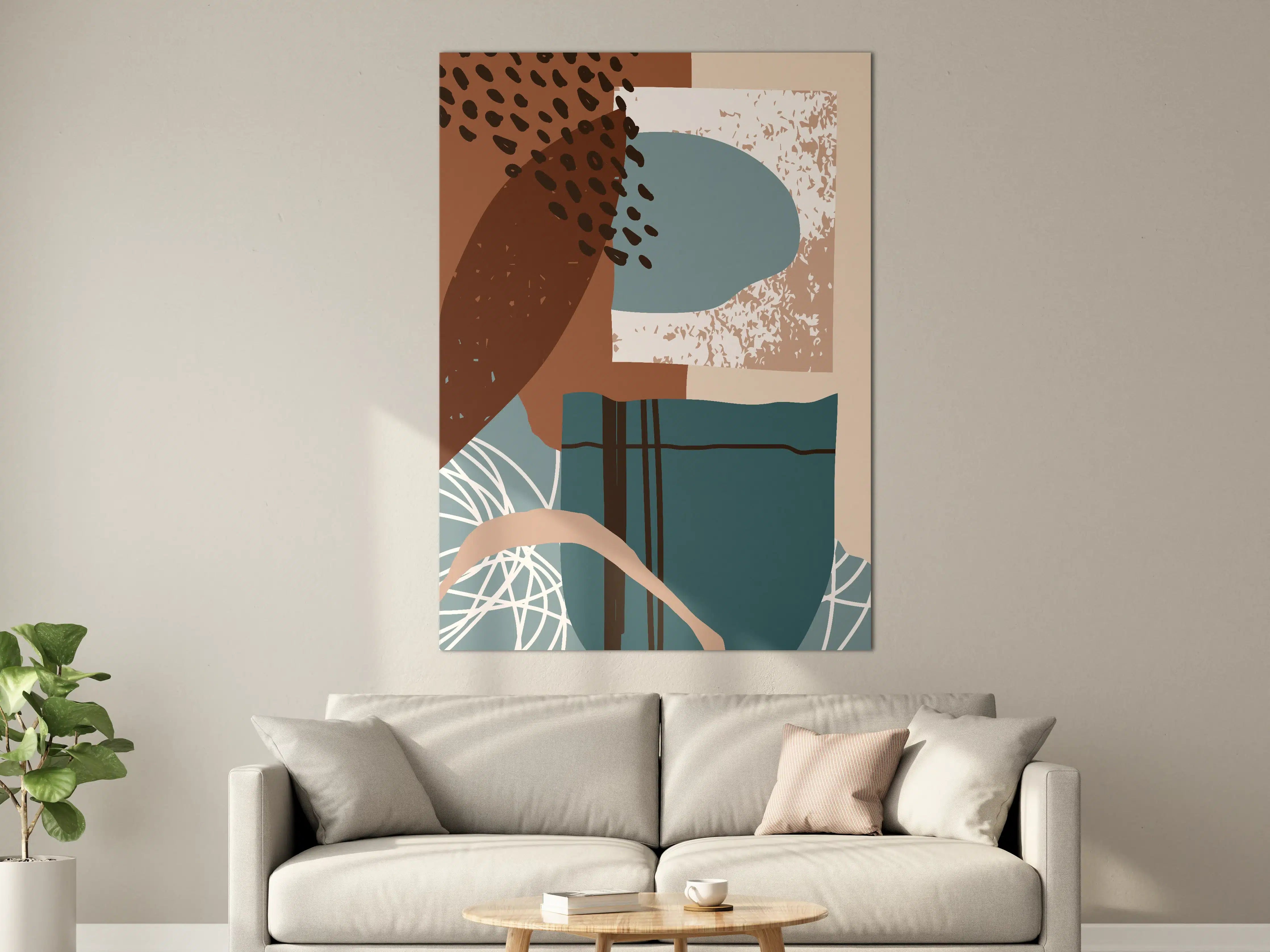 Große Wandbilder - Moderne Abstraktkunst in Blau und Braun