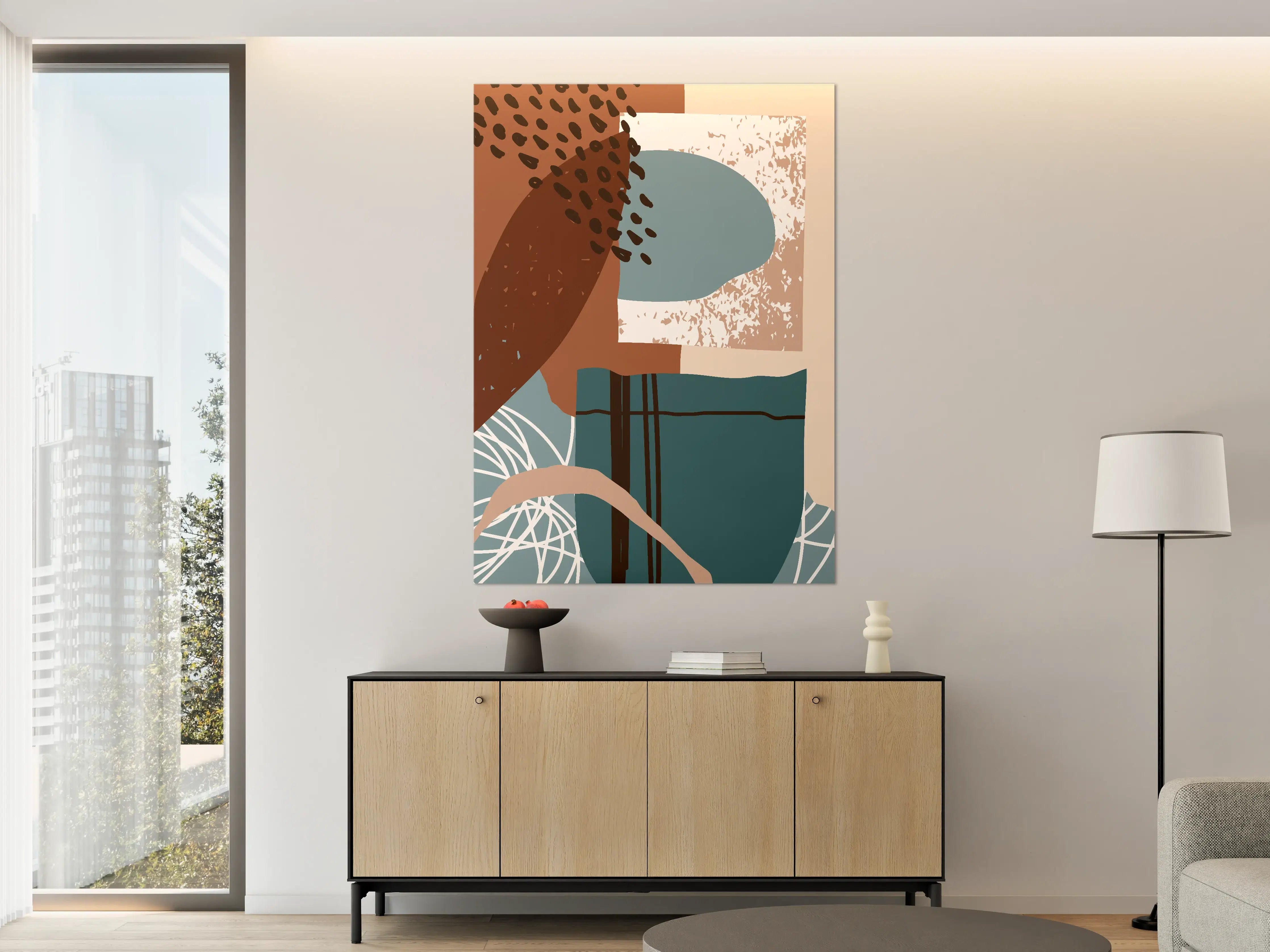 Große Wandbilder - Moderne Abstraktkunst in Blau und Braun