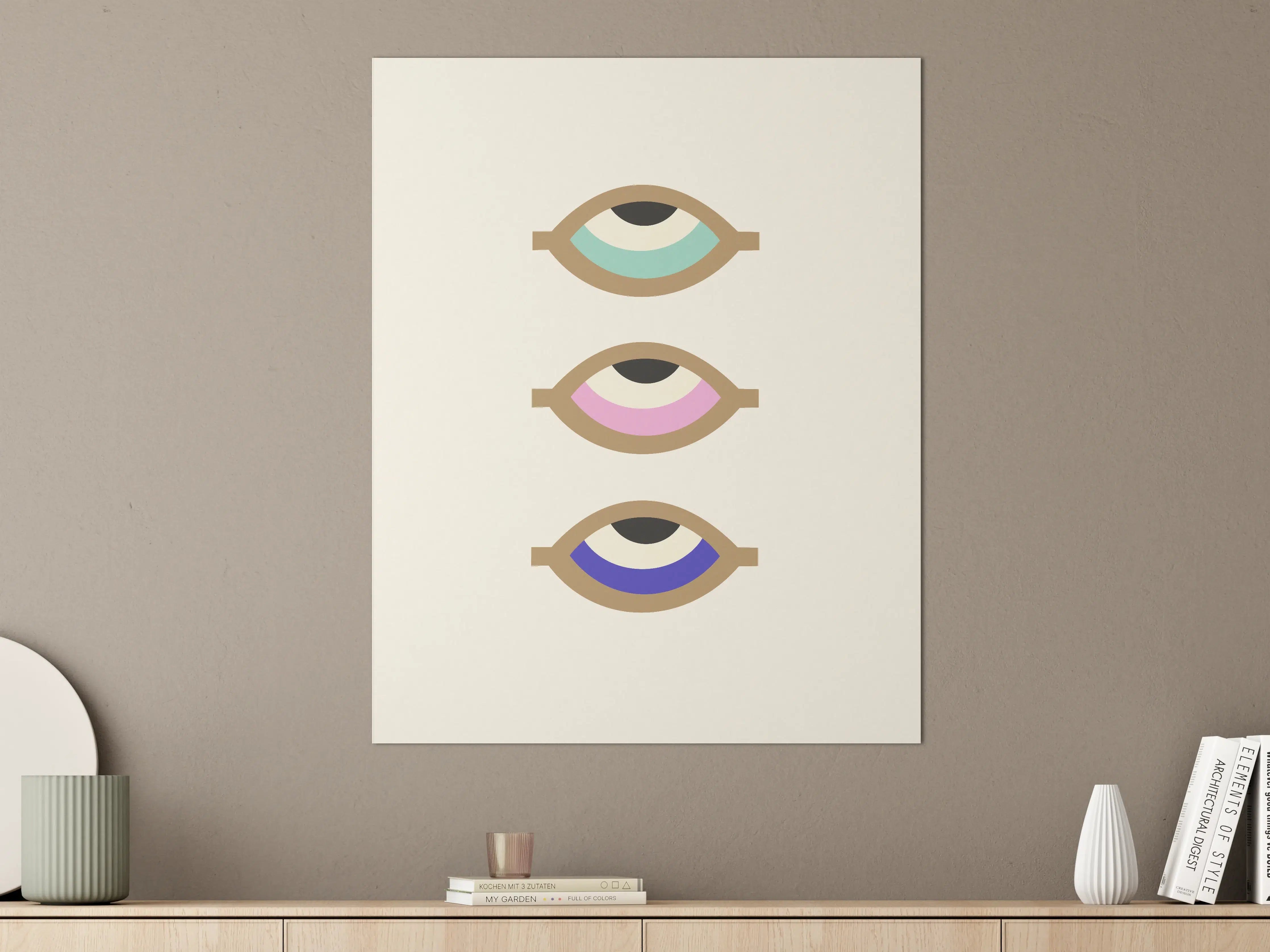 Große Wandbilder - Moderne Augen-Designs in Pastell und Primärfarben