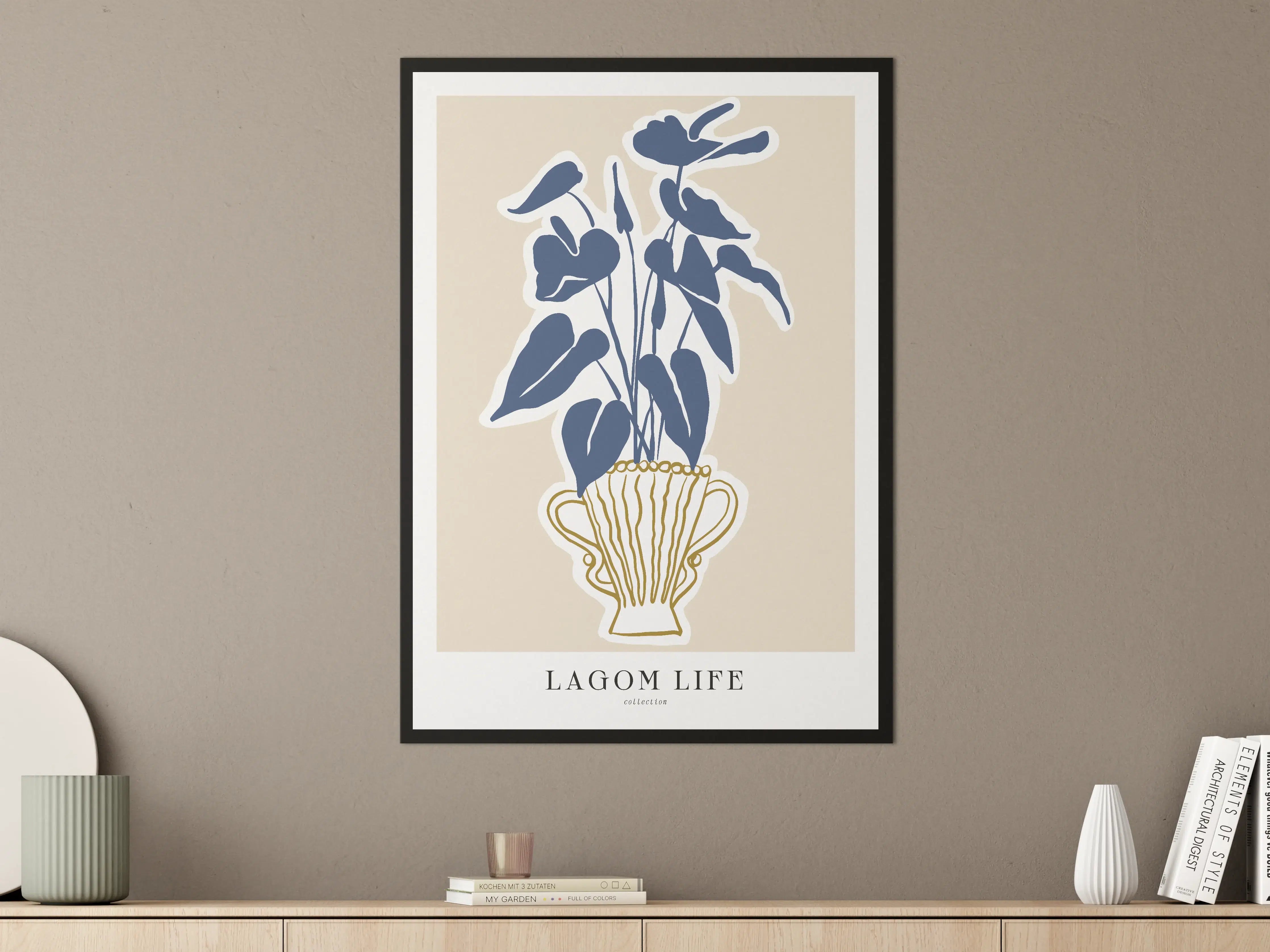 Große Wandbilder - Moderne Blau-Weiß-Vase mit Pflanzen