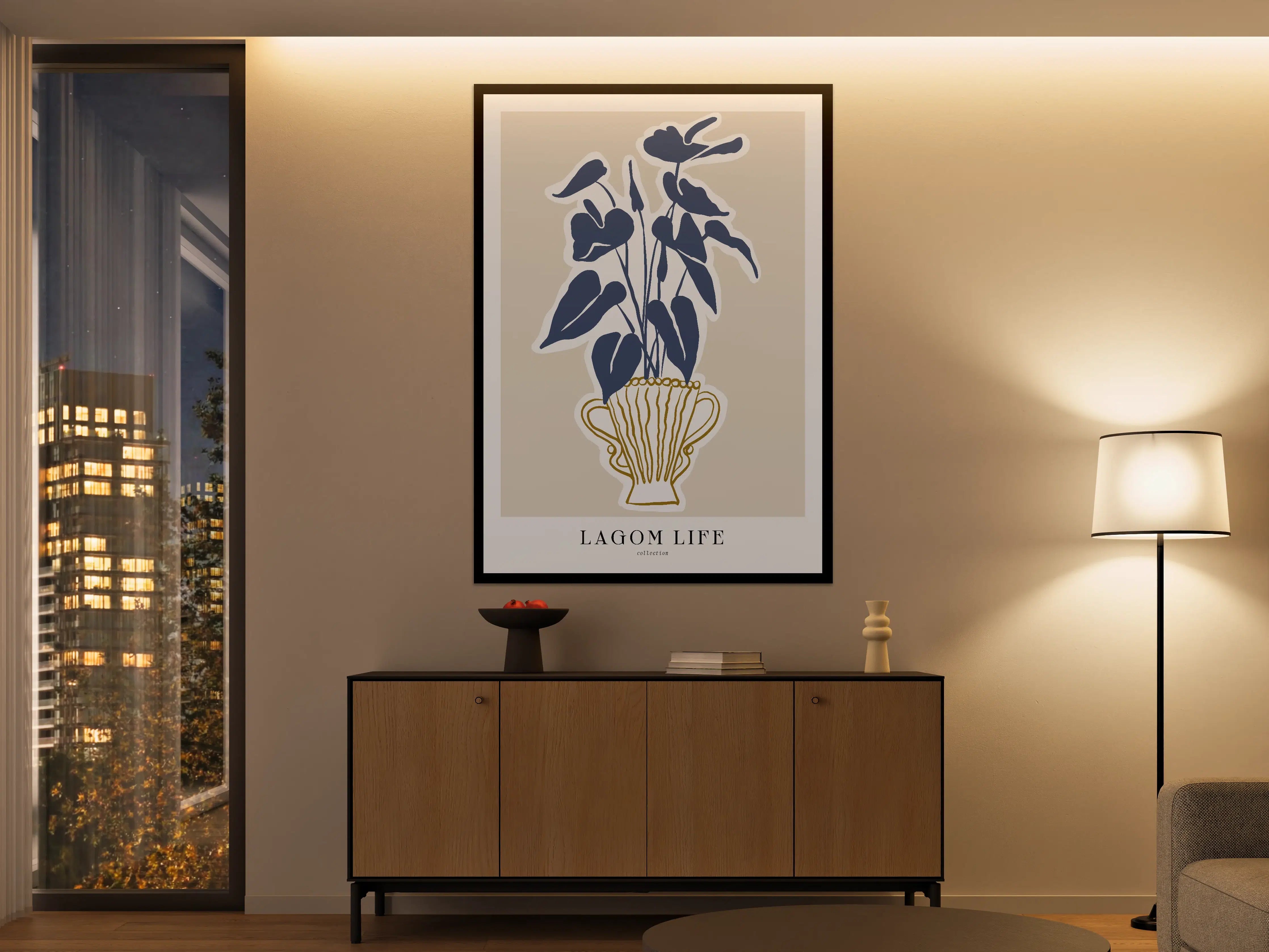 Große Wandbilder - Moderne Blau-Weiß-Vase mit Pflanzen