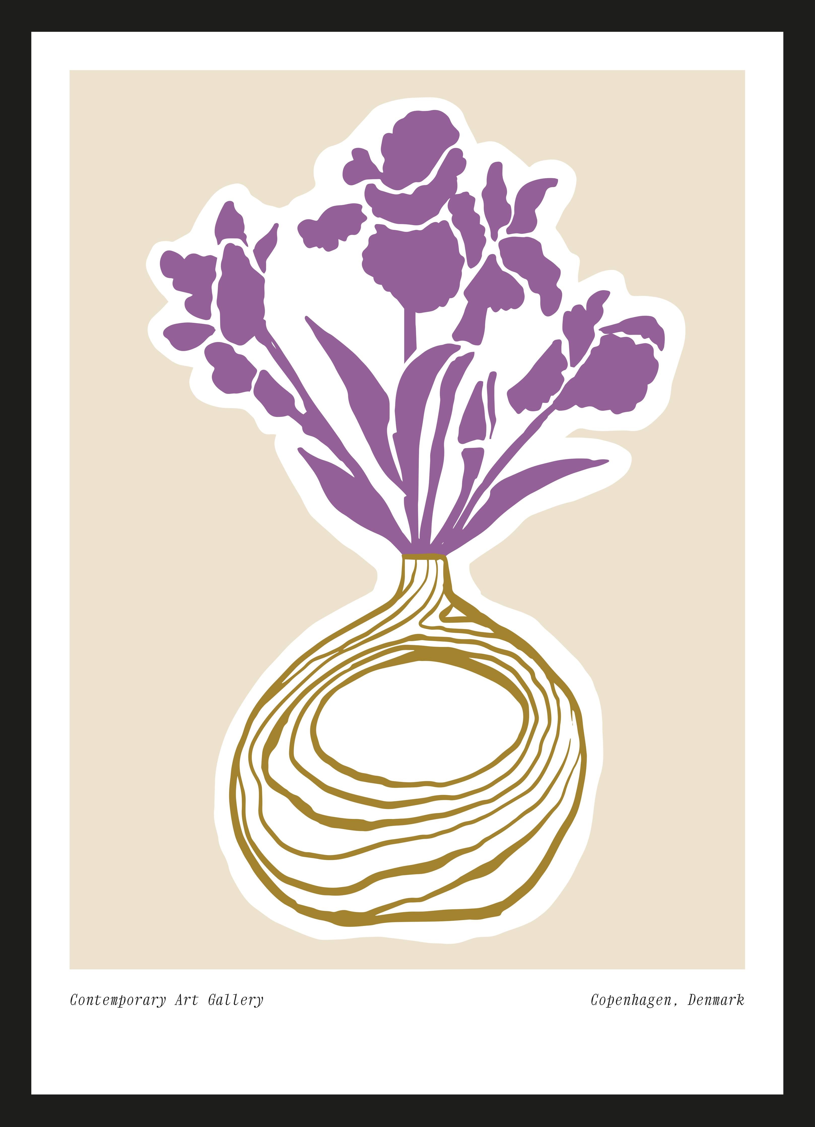 Große Wandbilder-Moderne Blumenillustration mit violettem Akzent