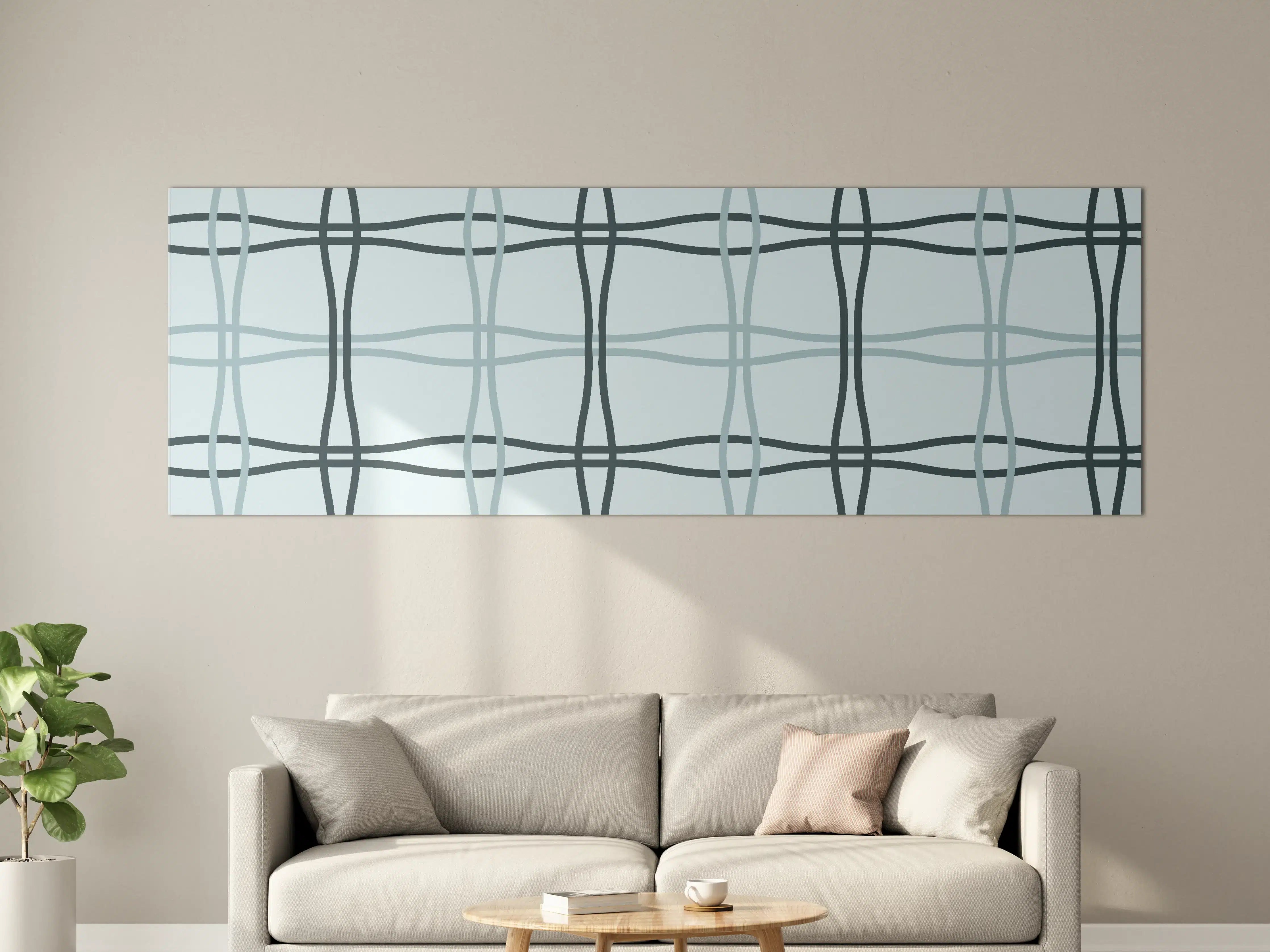 Große Wandbilder - Moderne Buntglas-Design mit Blau- und Grautönen