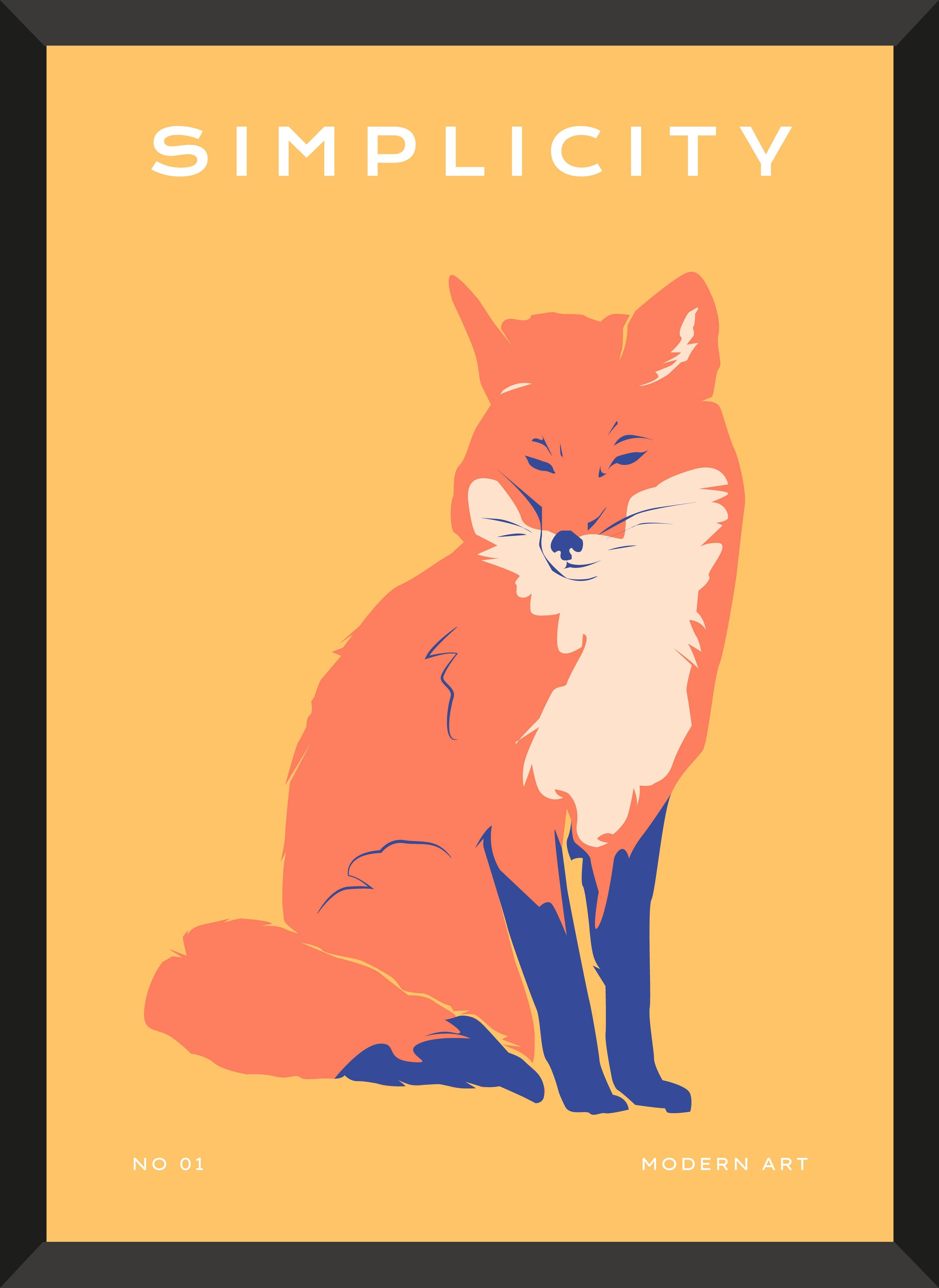 Große Wandbilder-Moderne Fox-Illustration in warmen Orangetönen