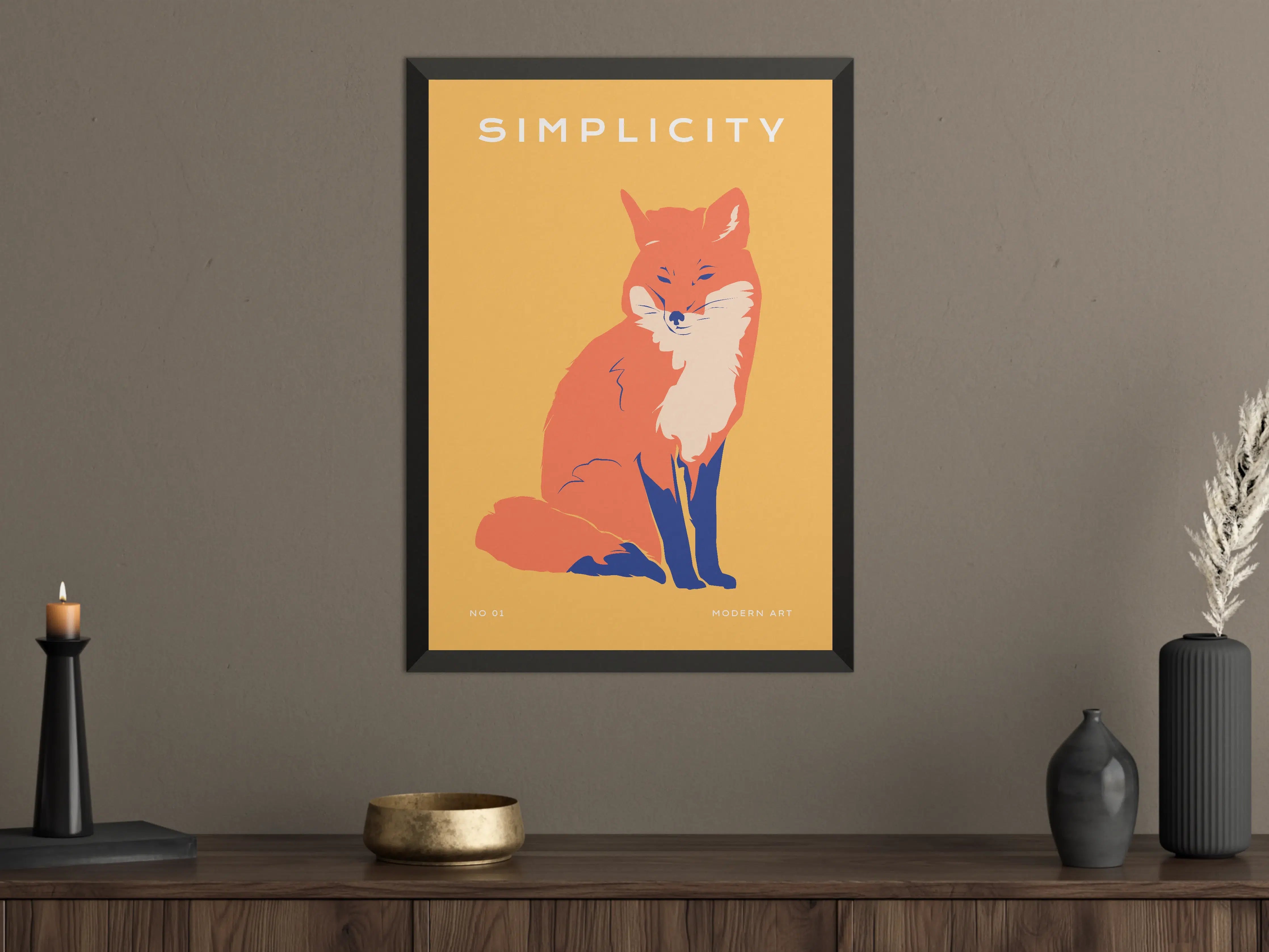Große Wandbilder - Moderne Fox-Illustration in warmen Orangetönen