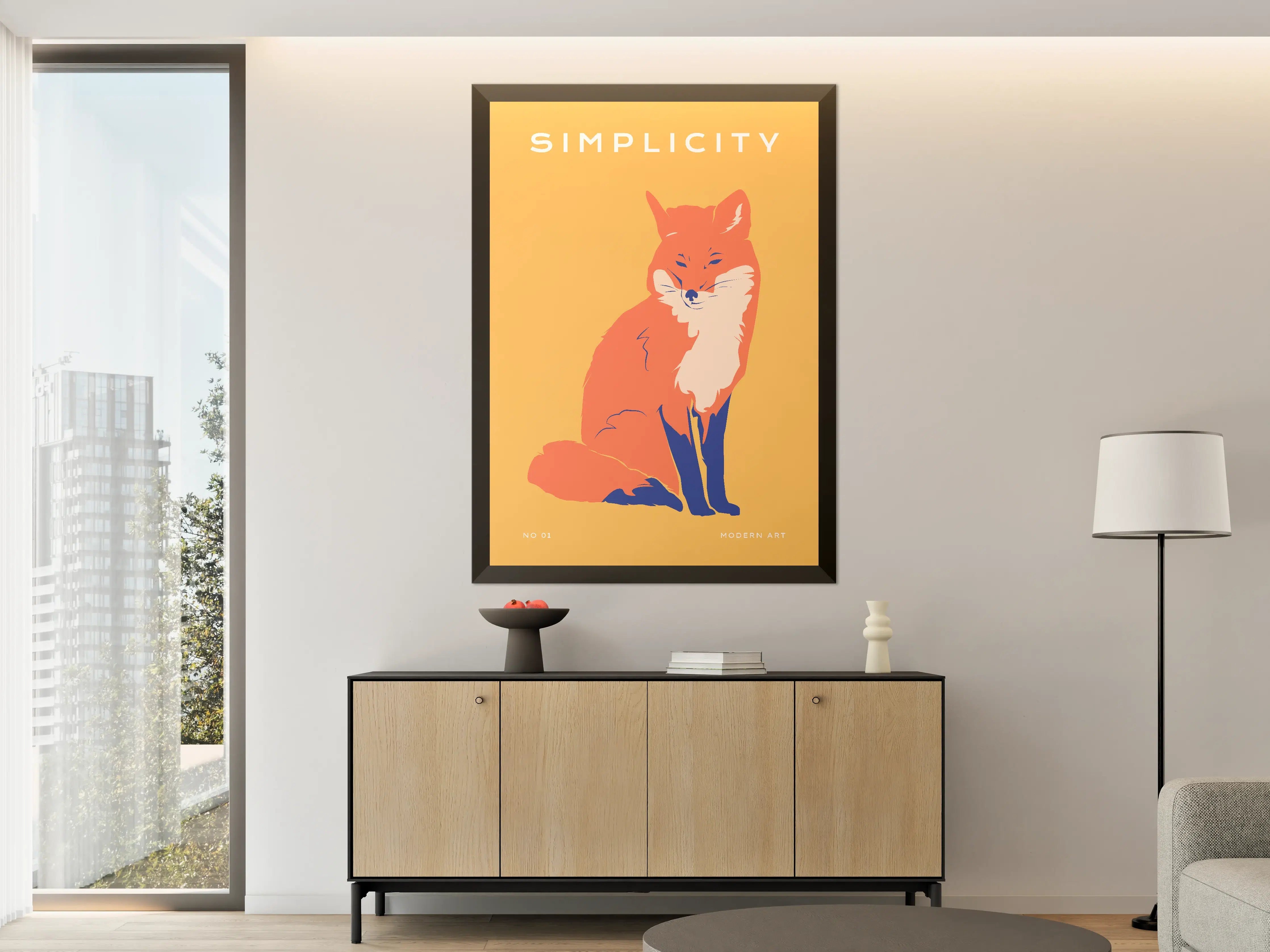 Große Wandbilder - Moderne Fox-Illustration in warmen Orangetönen