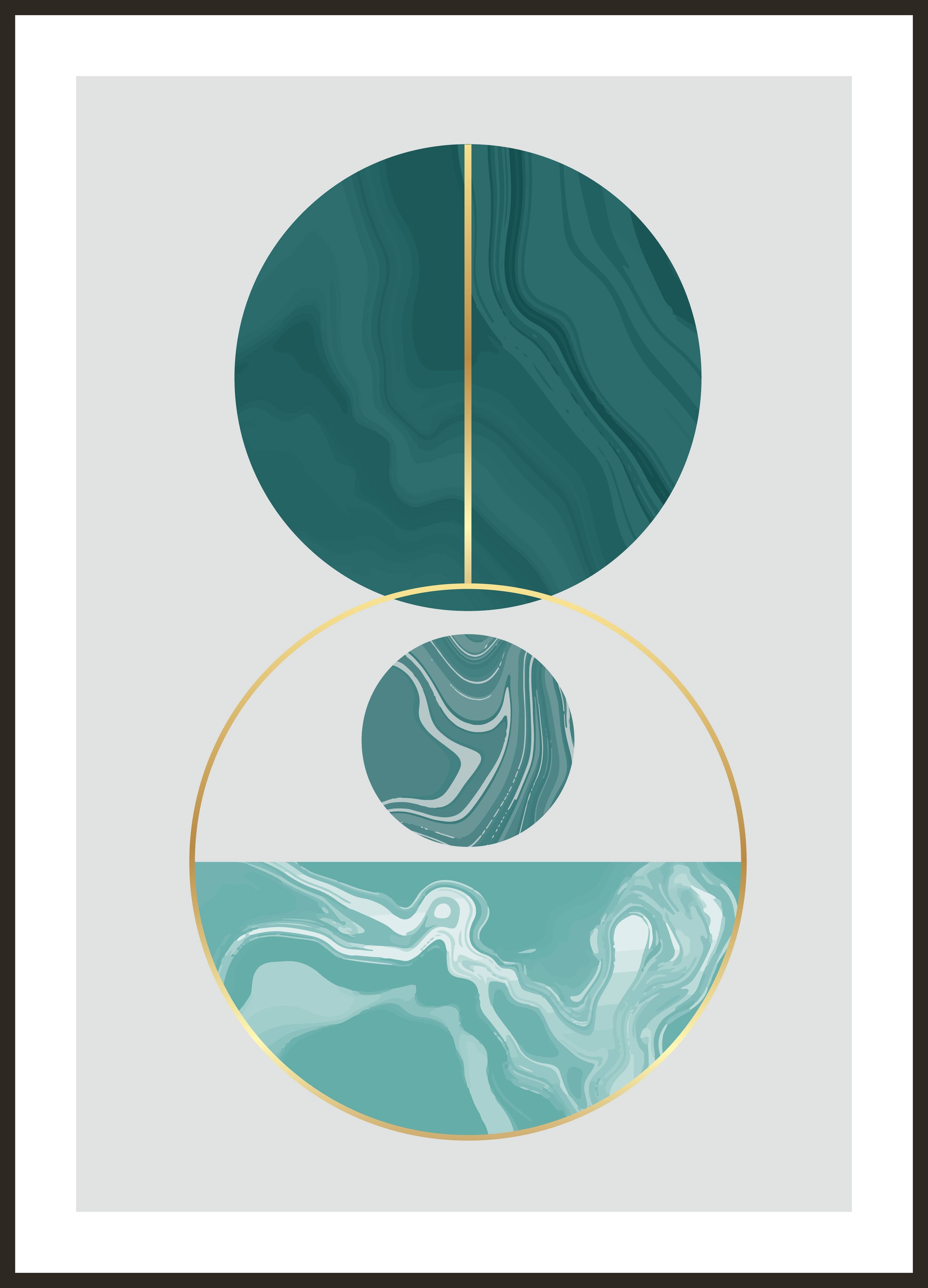 Große Wandbilder-Moderne Geometrie in Blau und Gold