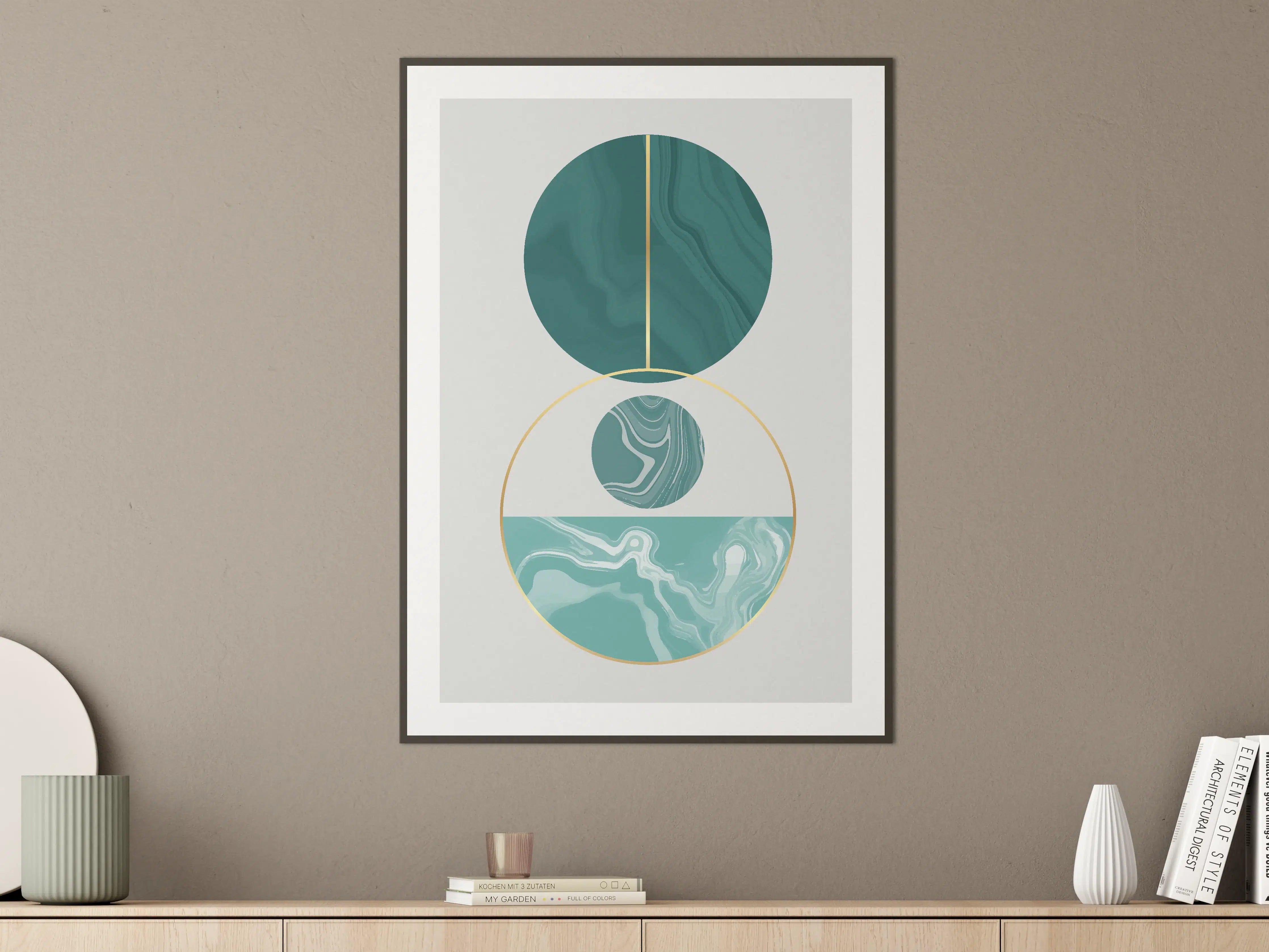 Große Wandbilder - Moderne Geometrie in Blau und Gold