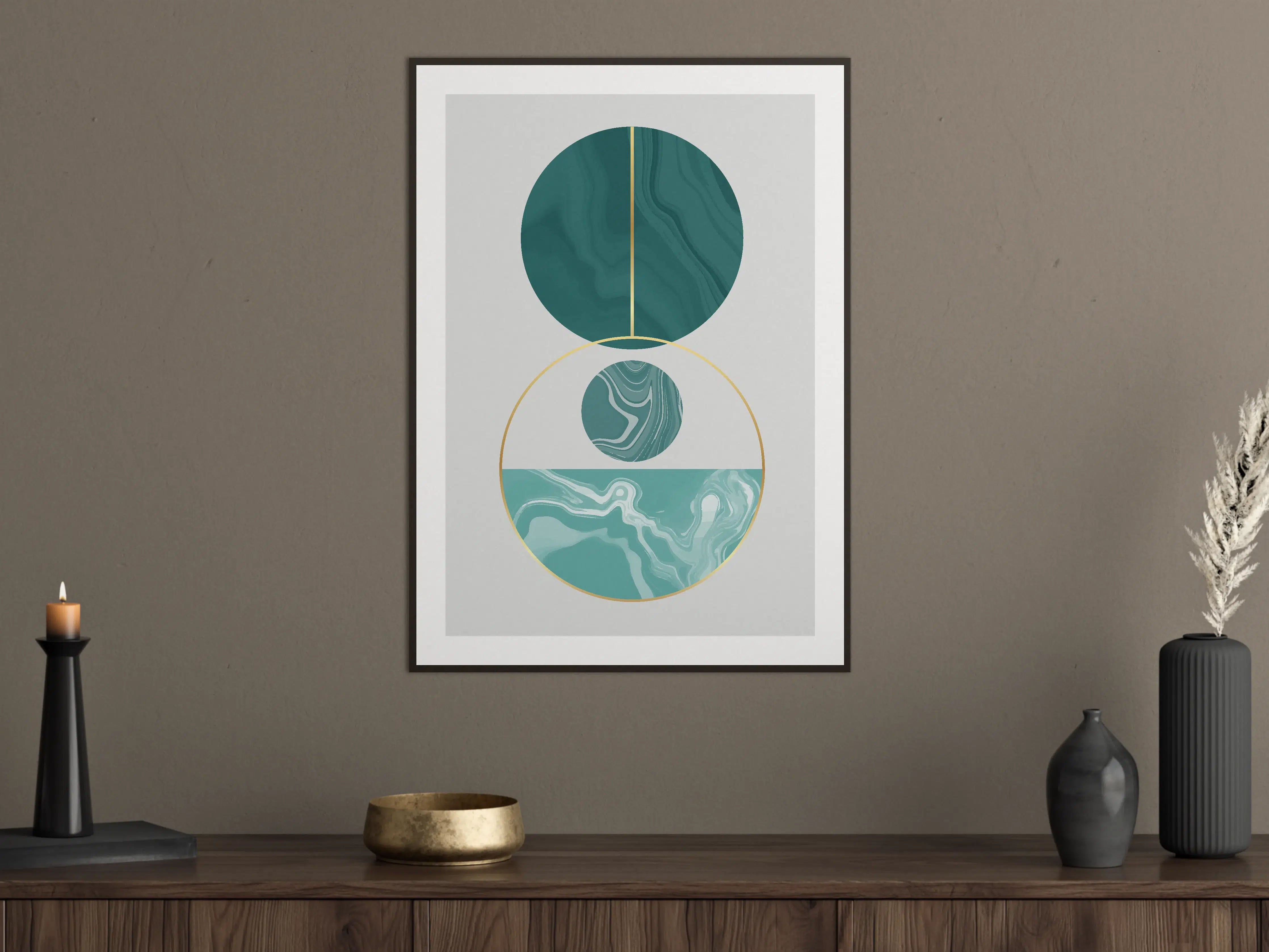Große Wandbilder - Moderne Geometrie in Blau und Gold