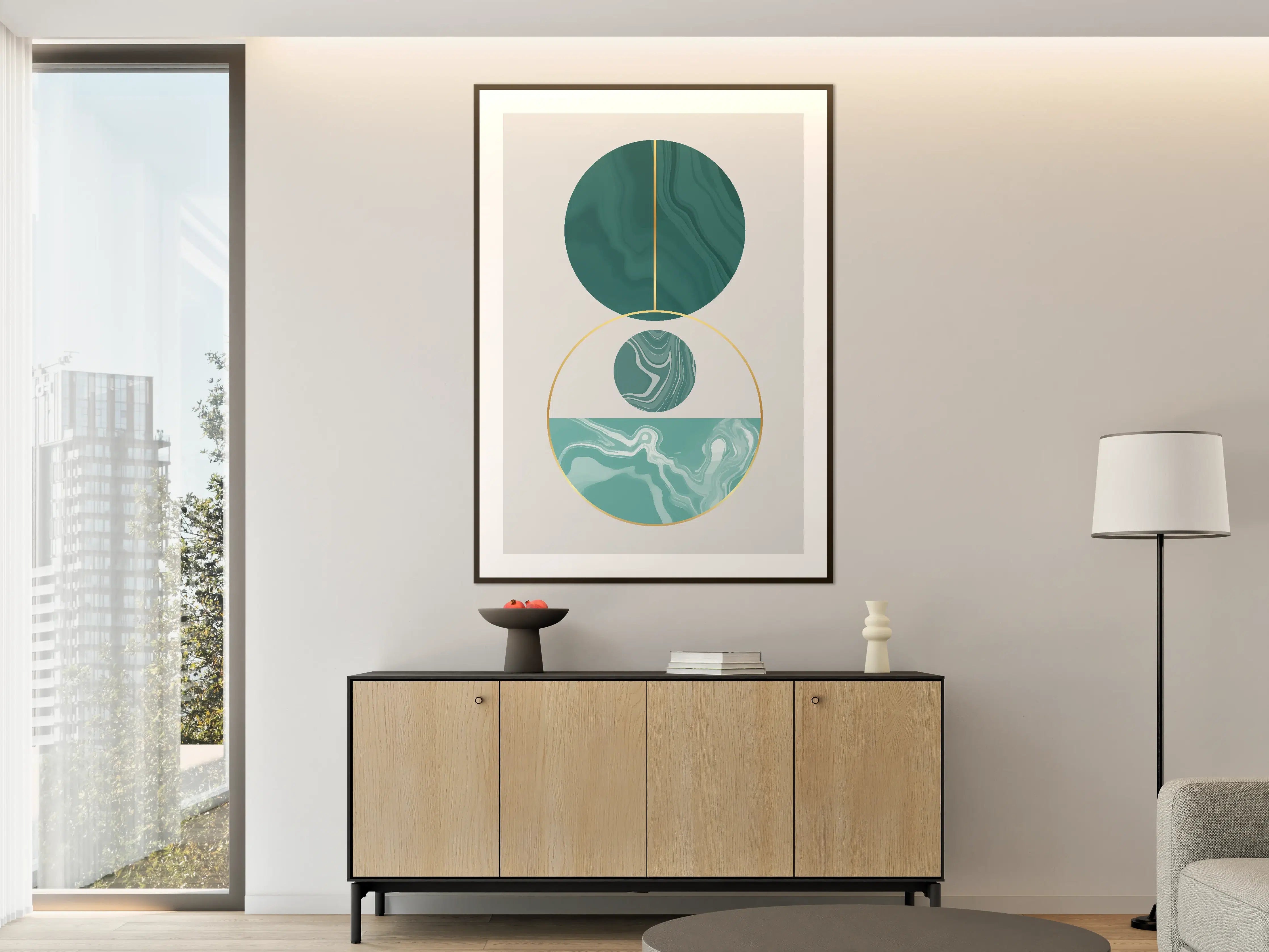 Große Wandbilder - Moderne Geometrie in Blau und Gold