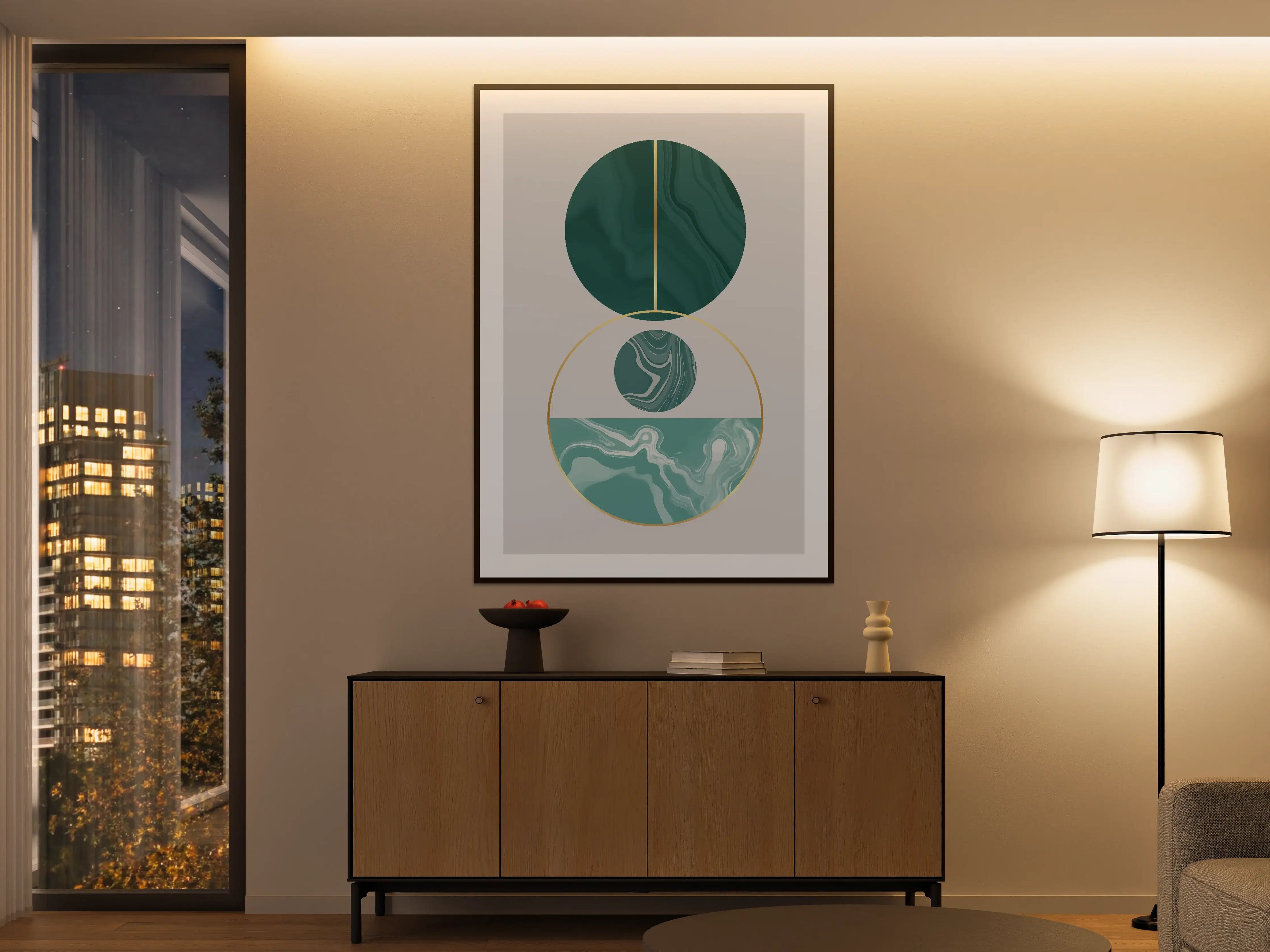 Große Wandbilder - Moderne Geometrie in Blau und Gold