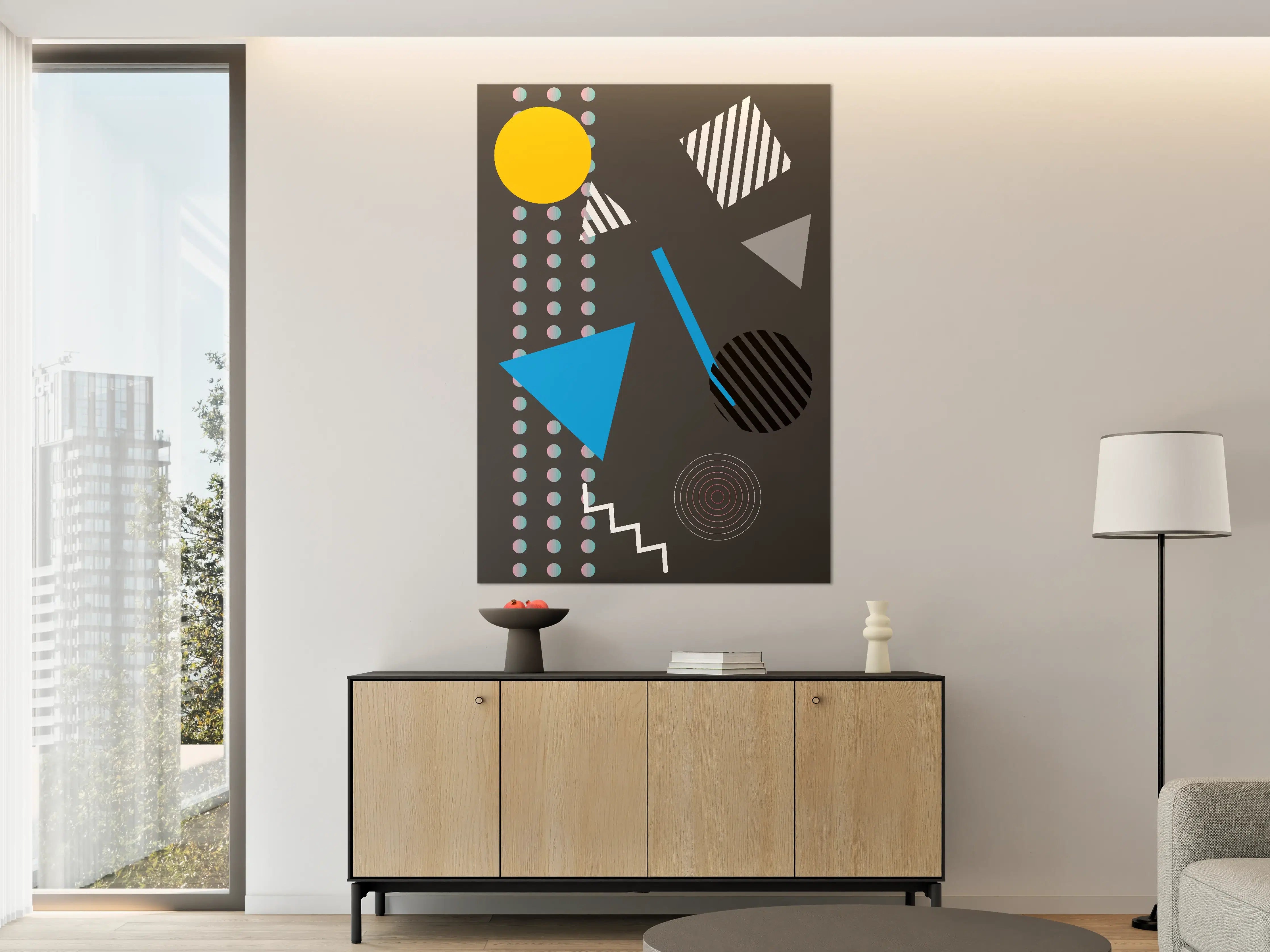 Große Wandbilder - Moderne Geometrie in Grau und Farben