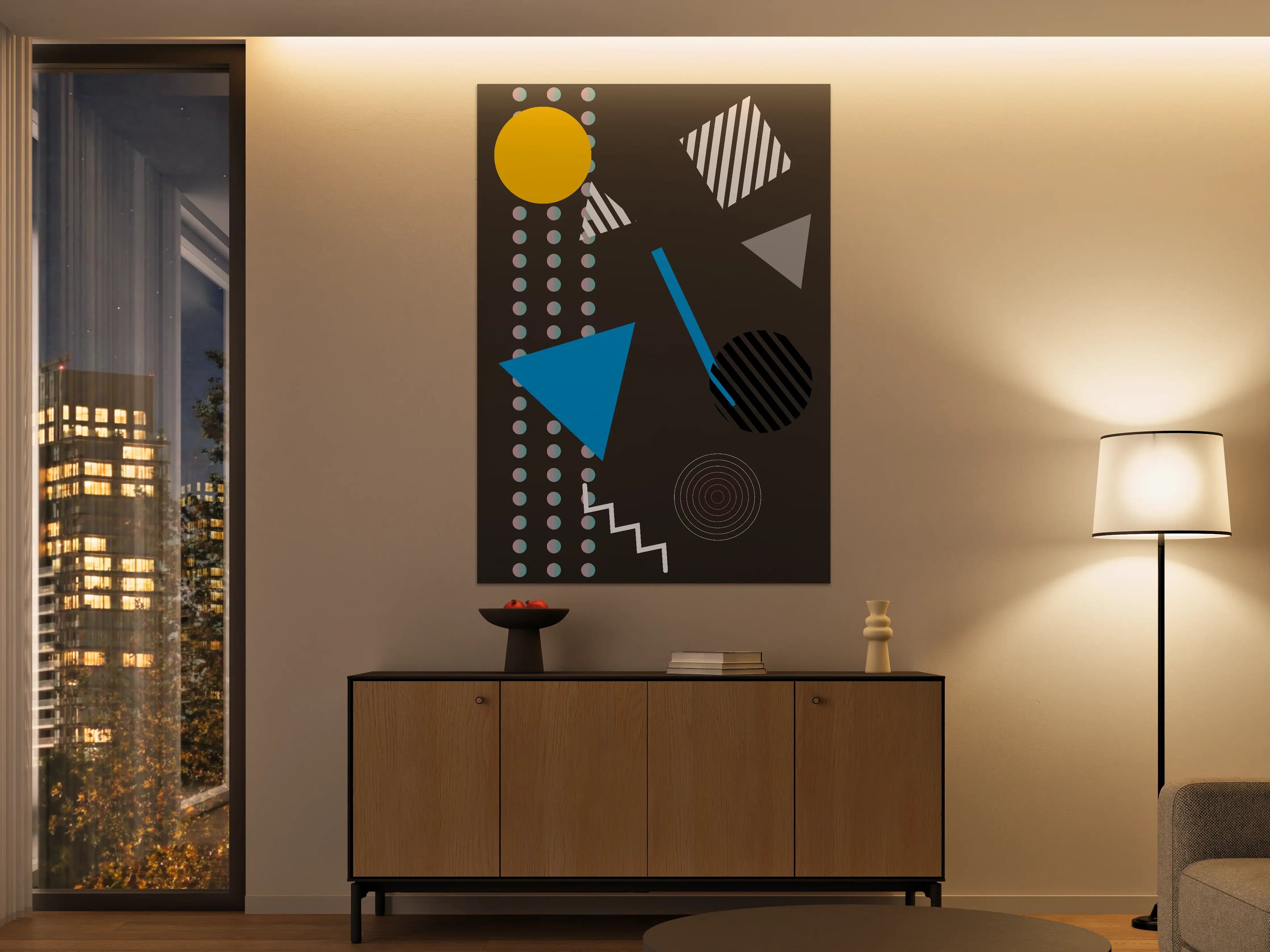 Große Wandbilder - Moderne Geometrie in Grau und Farben
