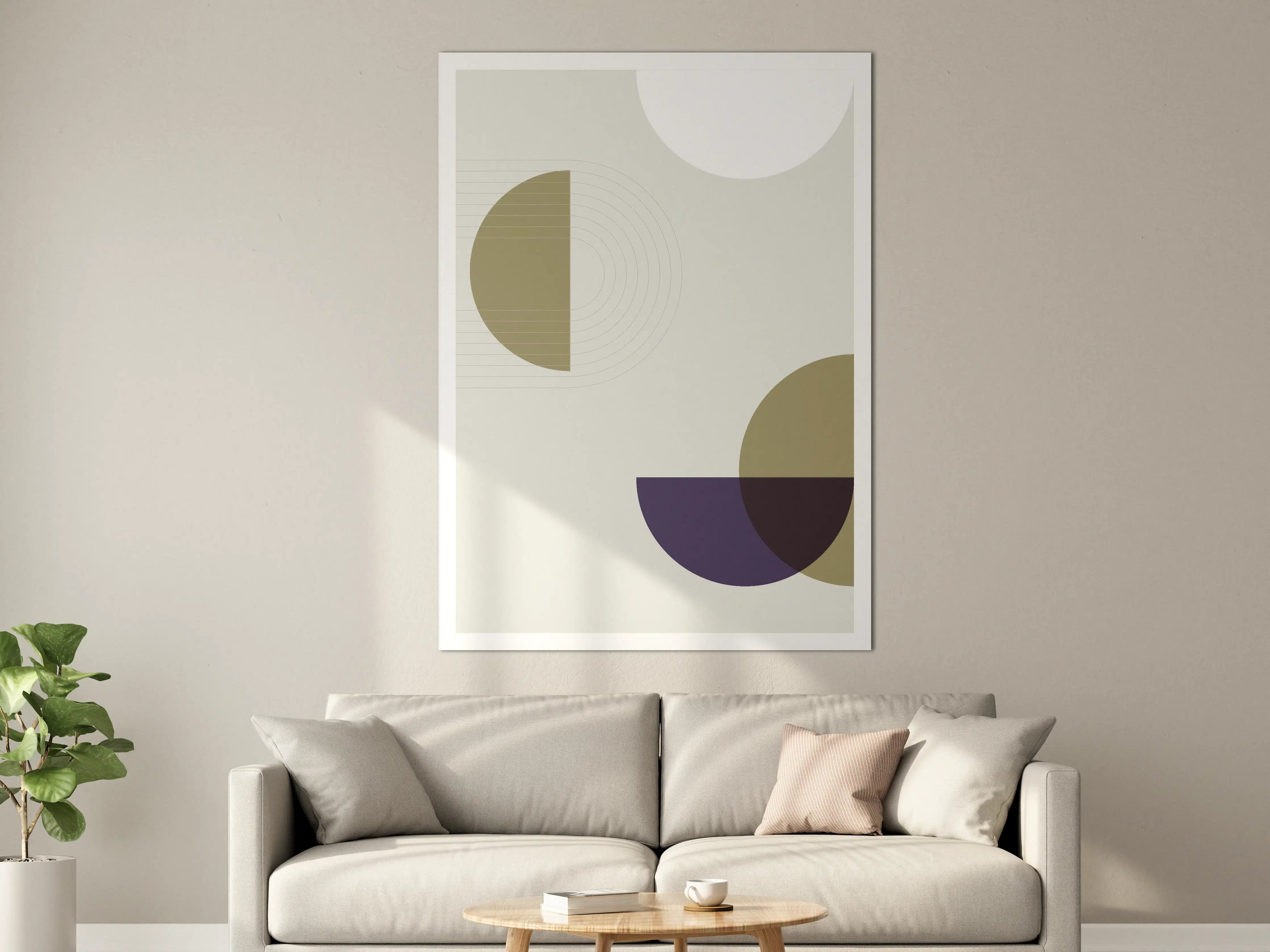 Große Wandbilder - Moderne Geometrische Wandkunst in Neutraltönen