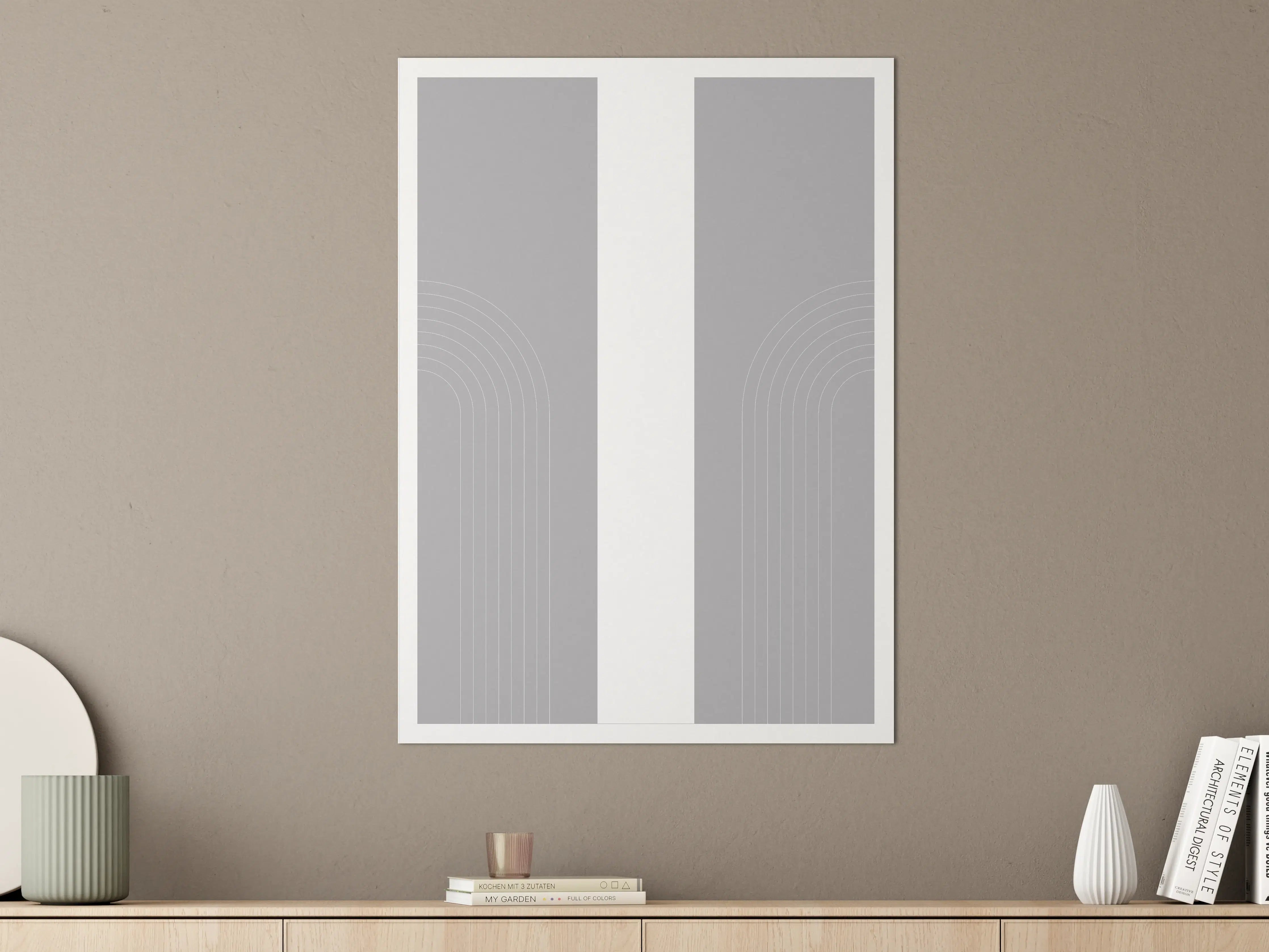 Große Wandbilder - Moderne Grau-Inspirationswand mit geometrischen Linien