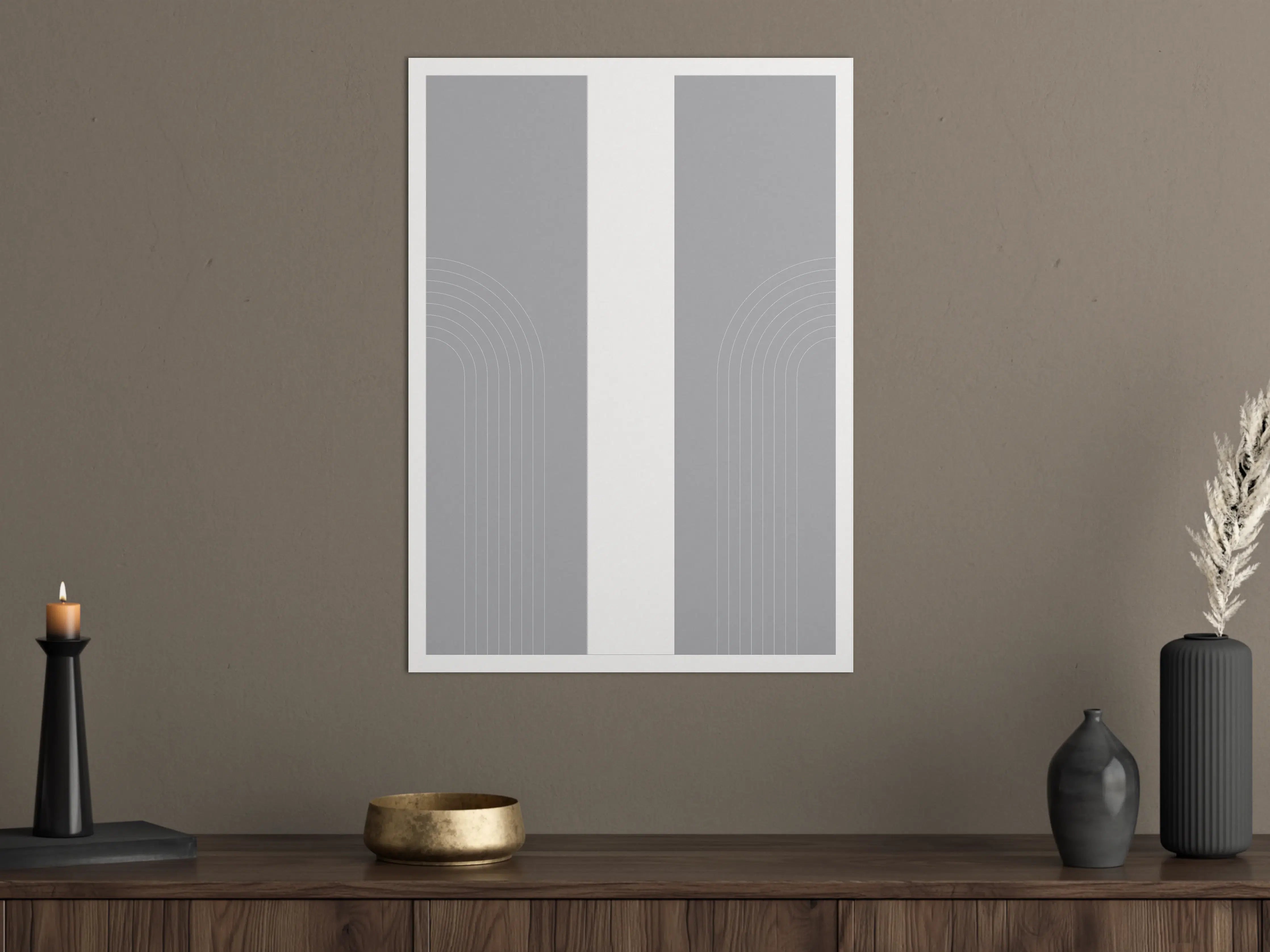 Große Wandbilder - Moderne Grau-Inspirationswand mit geometrischen Linien