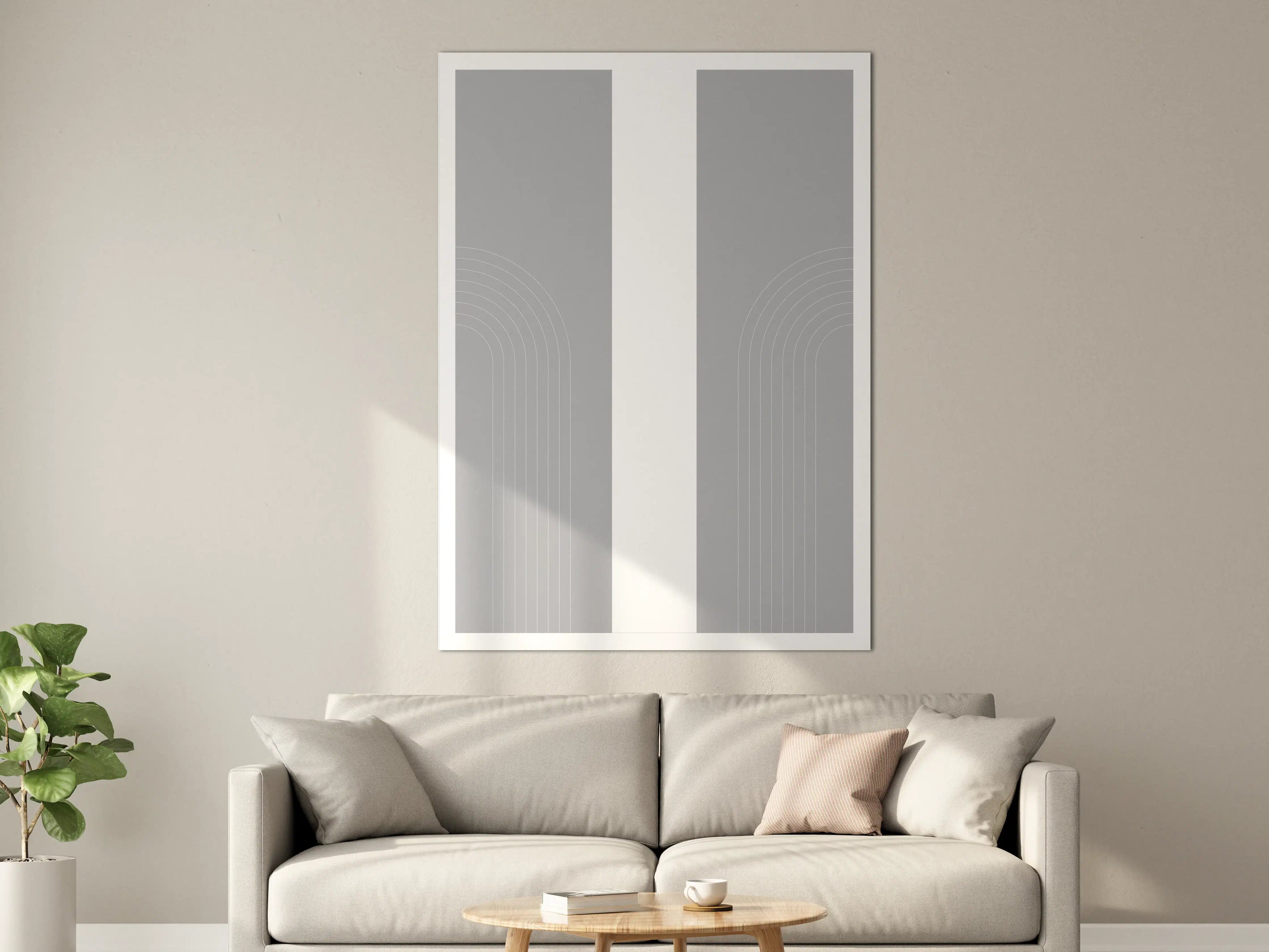 Große Wandbilder - Moderne Grau-Inspirationswand mit geometrischen Linien