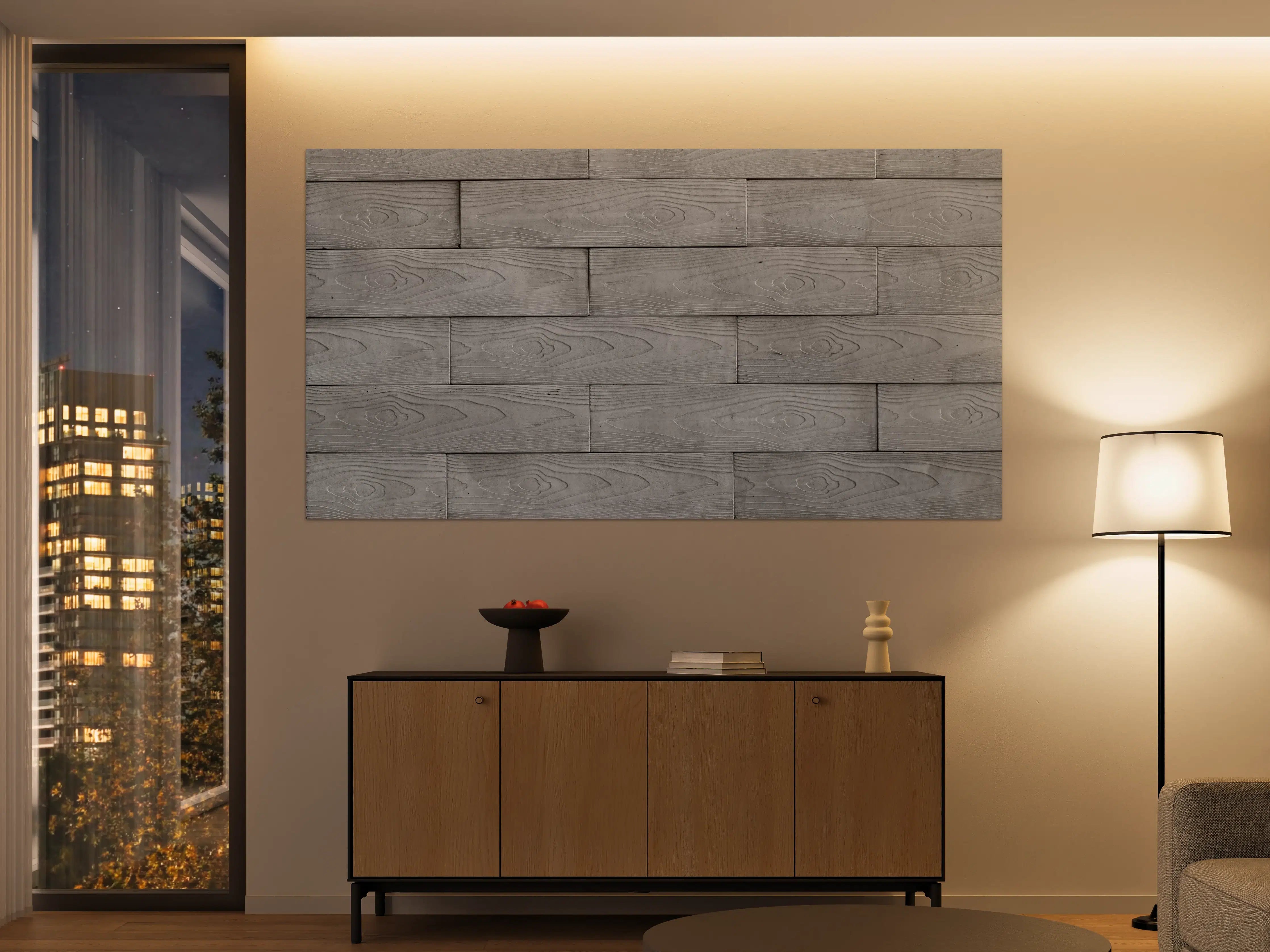 Große Wandbilder - Moderne Grau-Weiße Holztextur