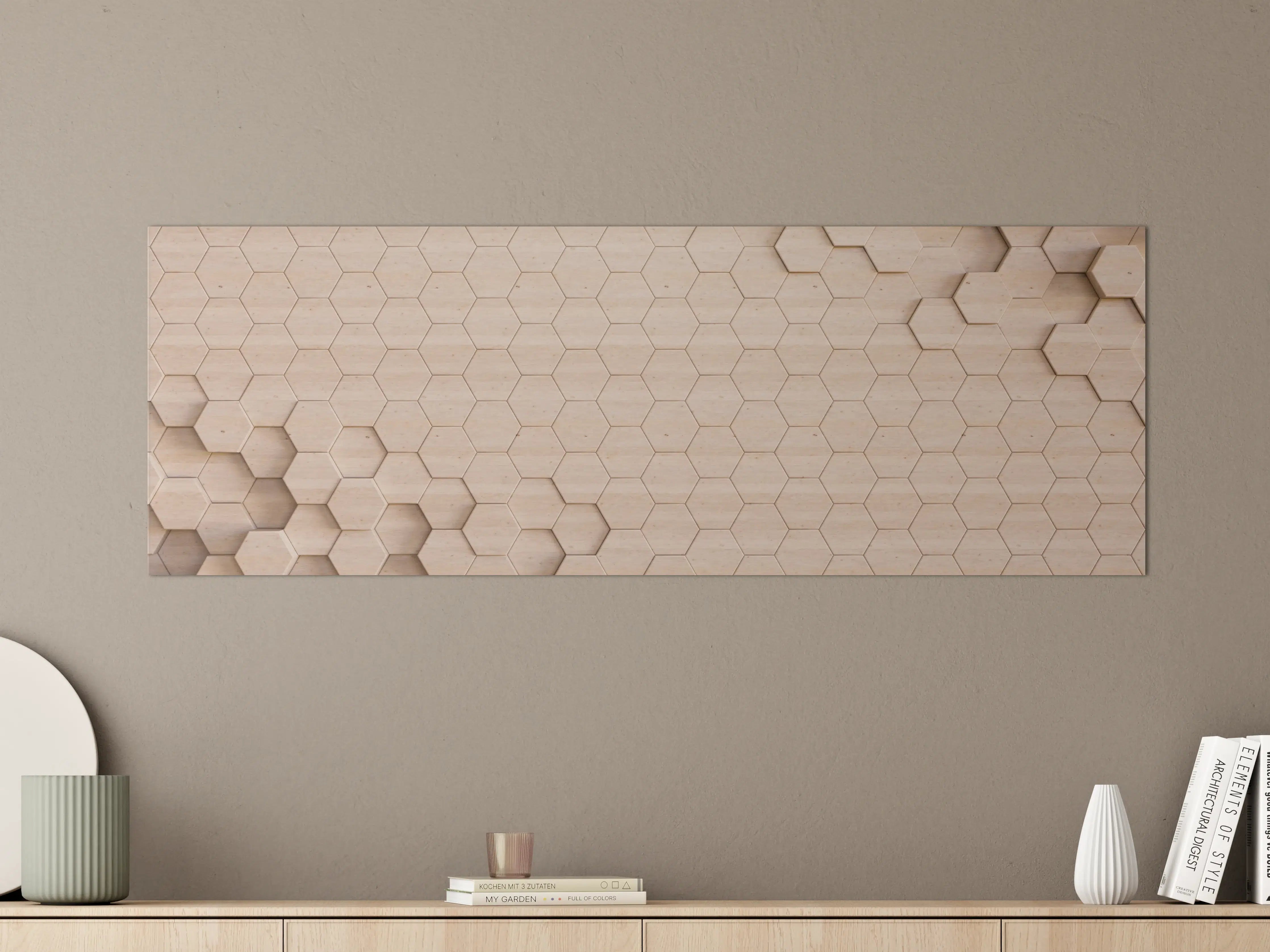 Große Wandbilder - Moderne Holz-Oberfläche mit hexagonalen Mustern