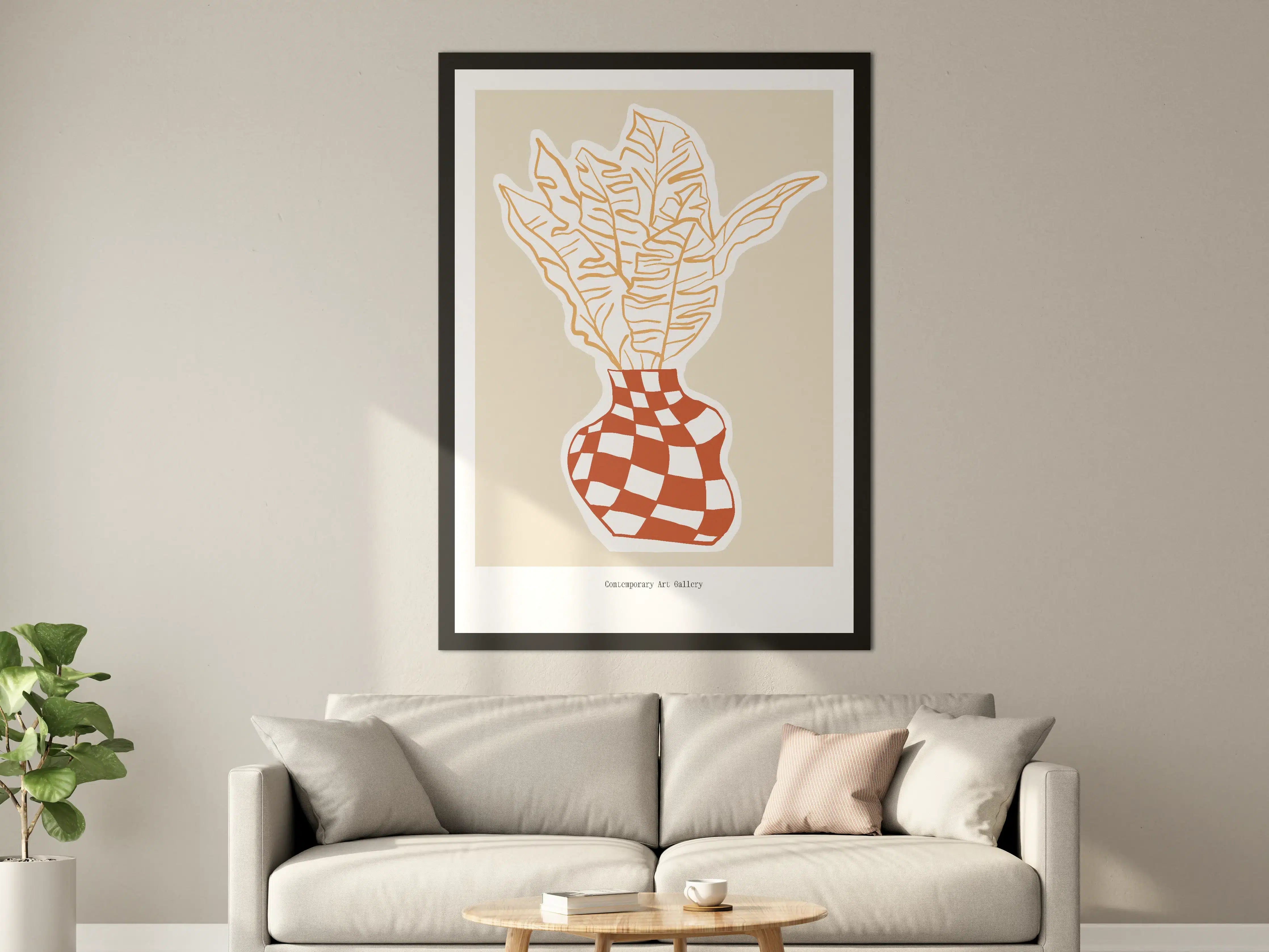 Große Wandbilder - Moderne-Illustration-Blatt-Vase