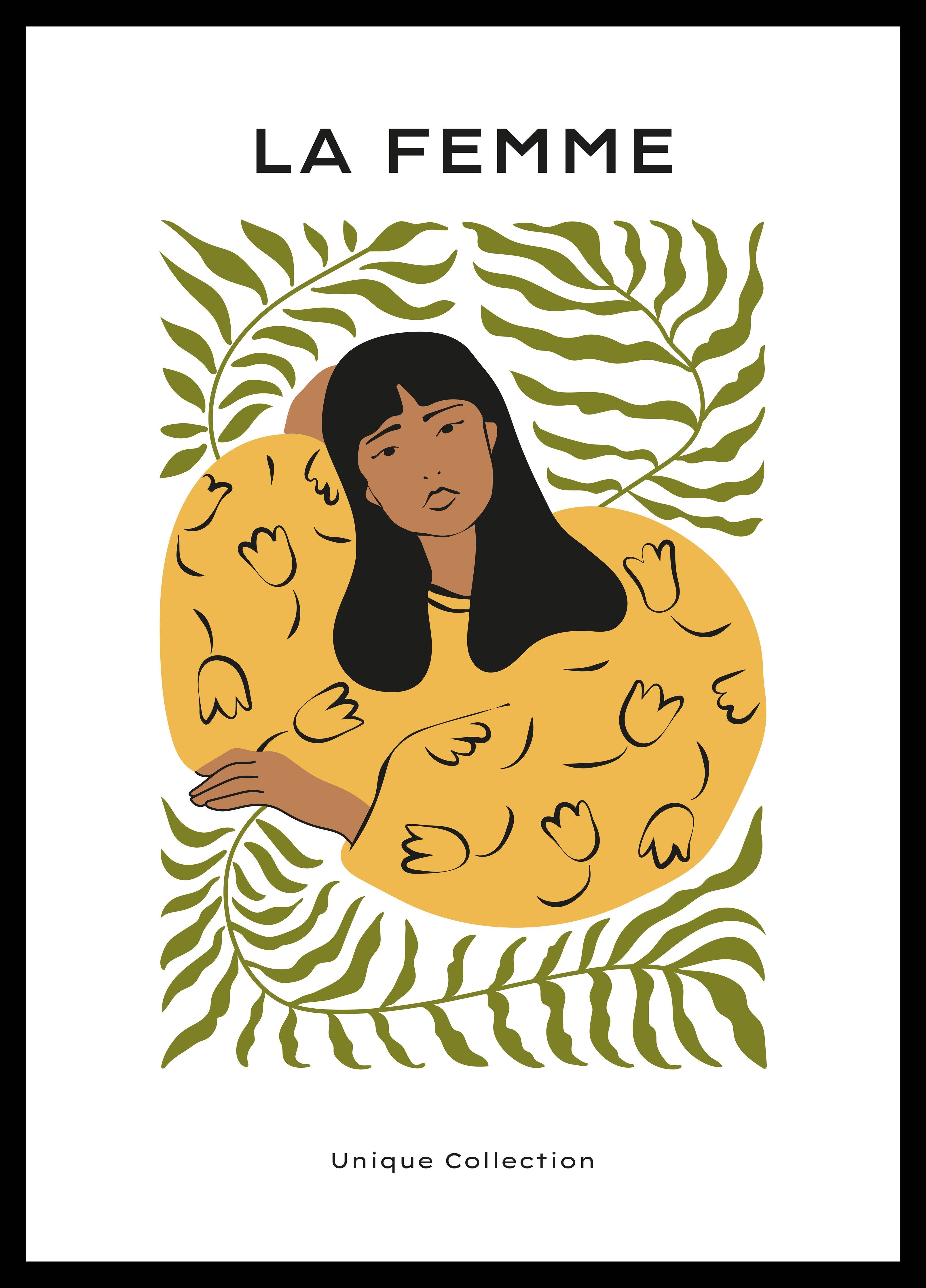 Große Wandbilder-Moderne Illustration einer Frau mit Pflanzenmuster