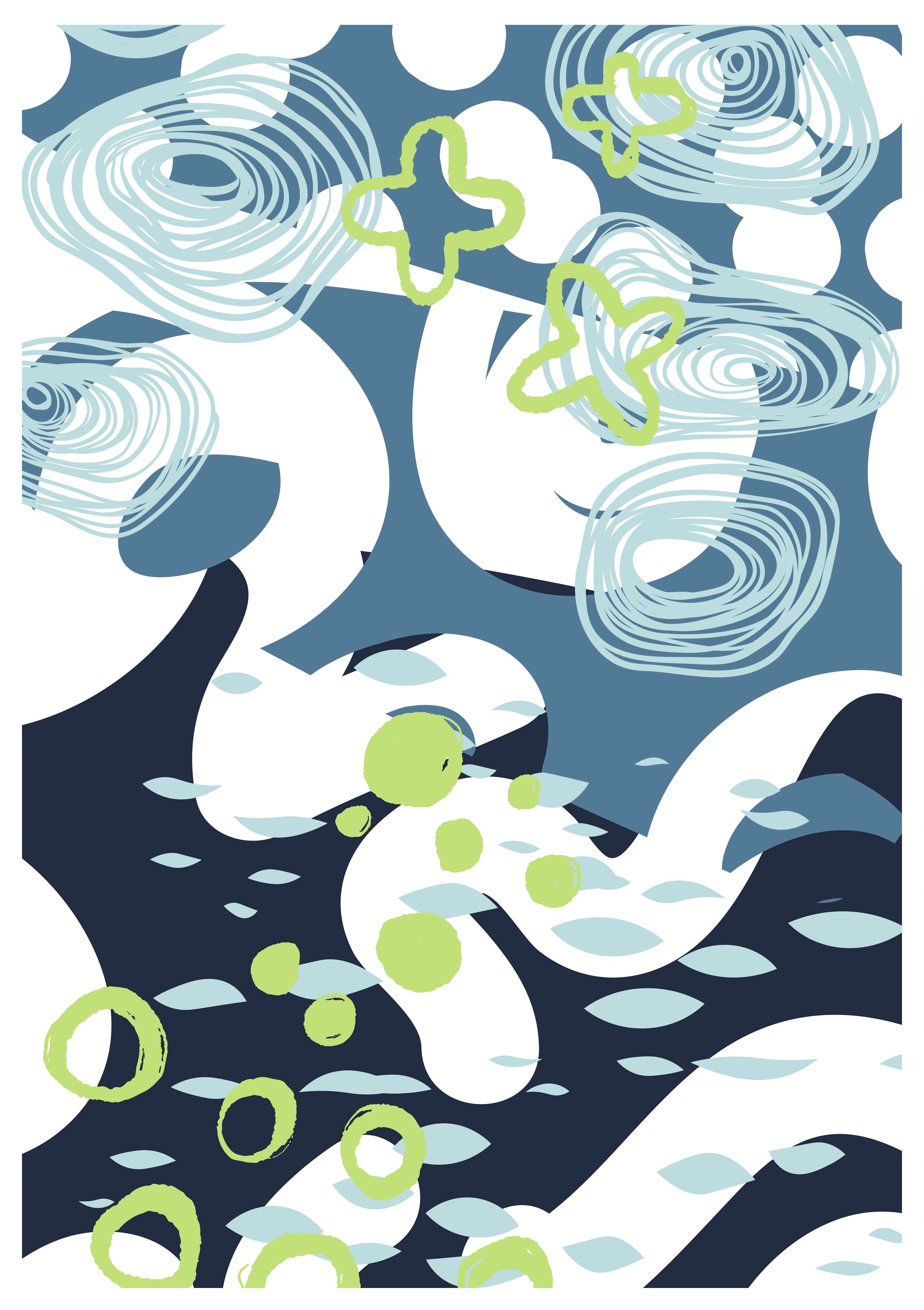 Große Wandbilder-Moderne Kunst im Blau-Green Design