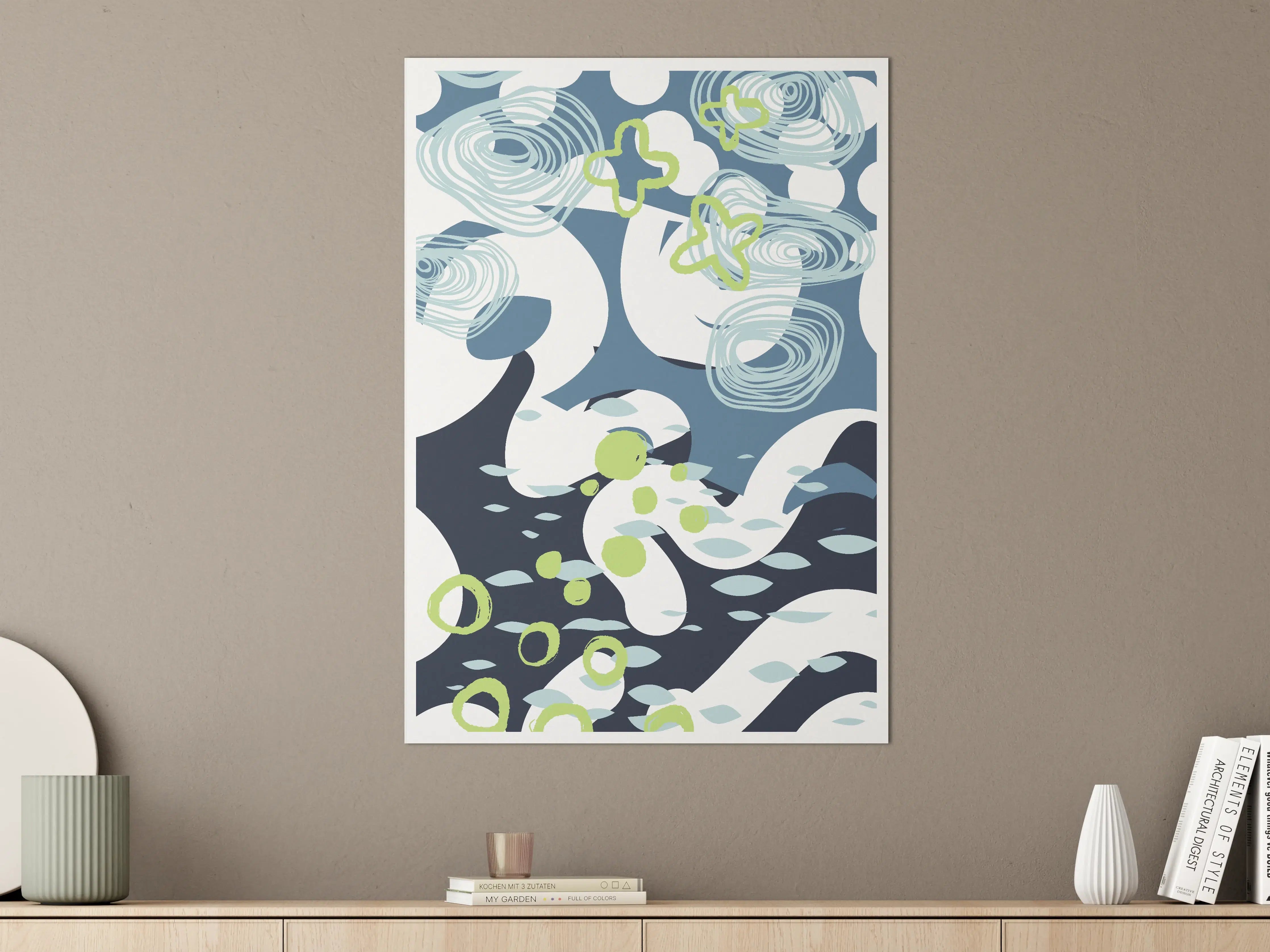 Große Wandbilder - Moderne Kunst im Blau-Green Design
