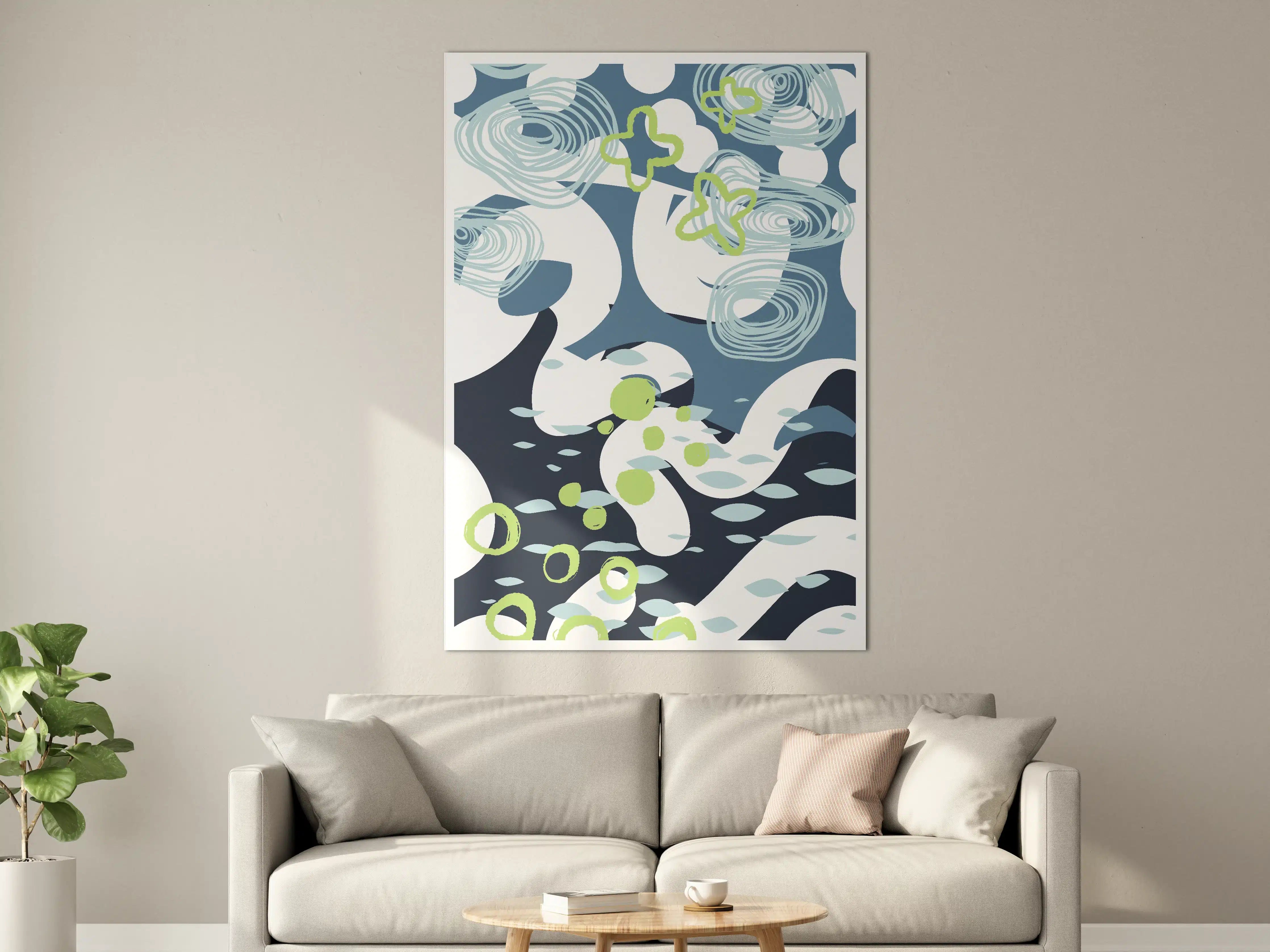 Große Wandbilder - Moderne Kunst im Blau-Green Design