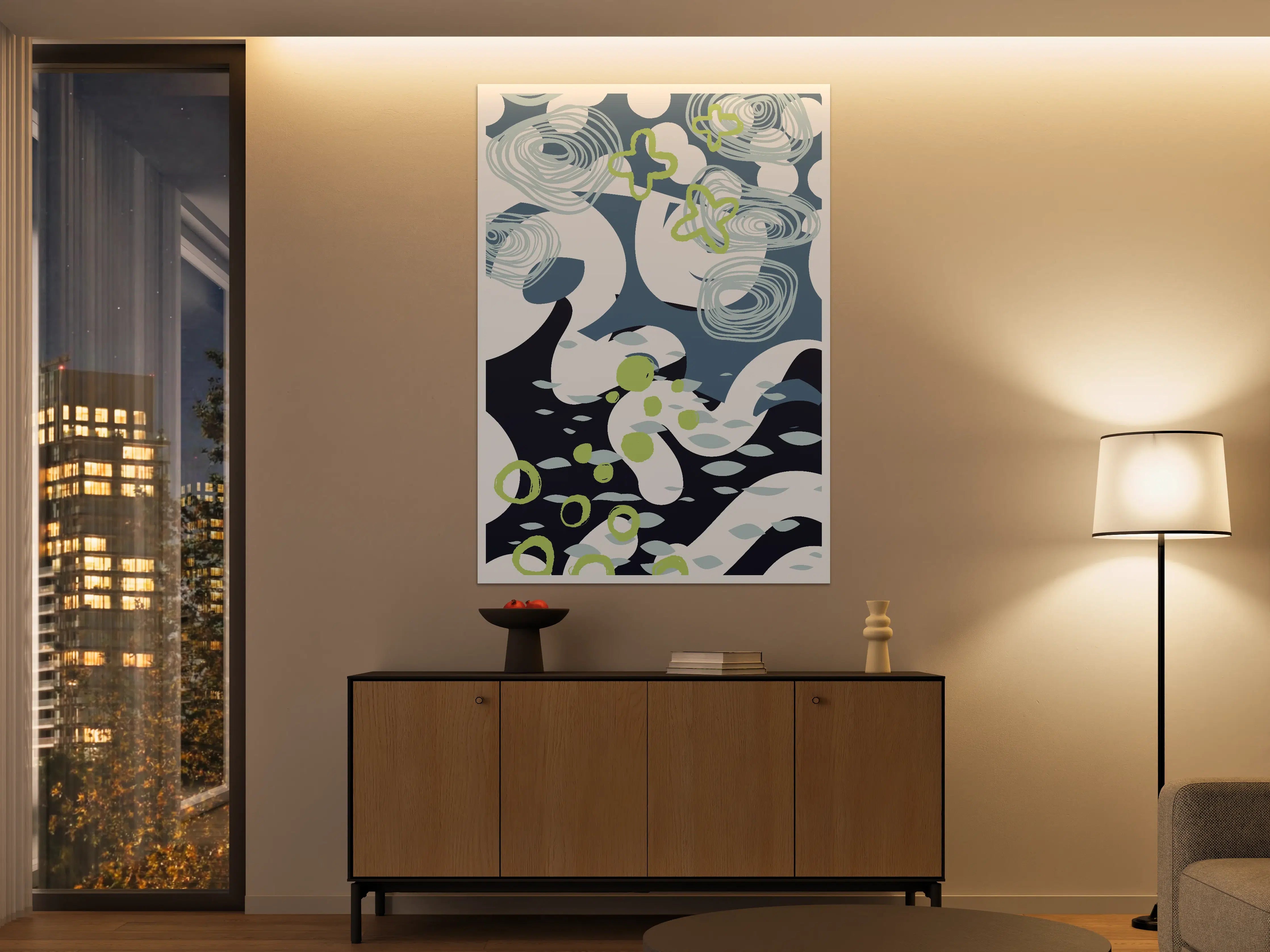 Große Wandbilder - Moderne Kunst im Blau-Green Design