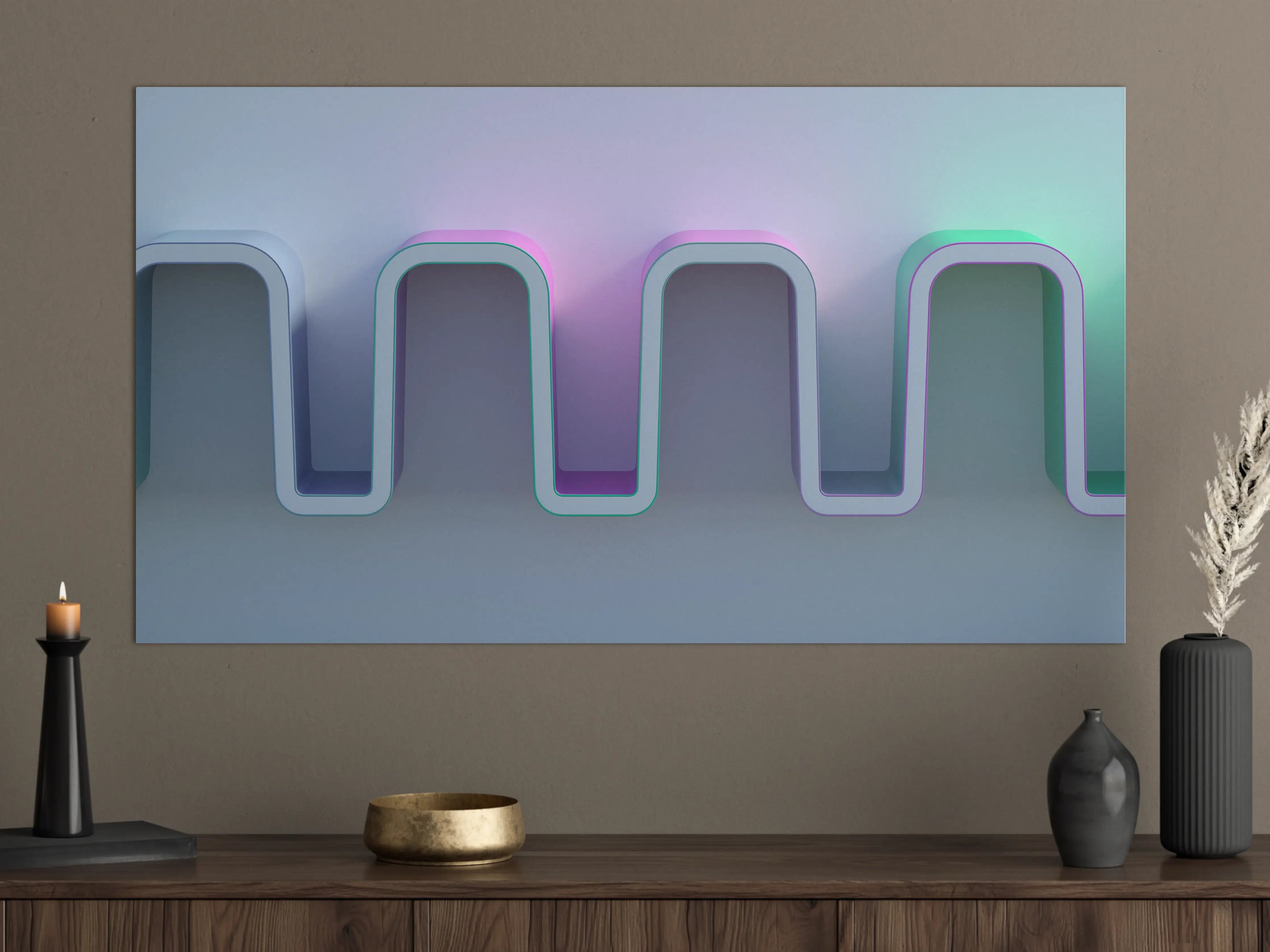 Große Wandbilder - Moderne LED-Lichtinstallation in Pastellfarben