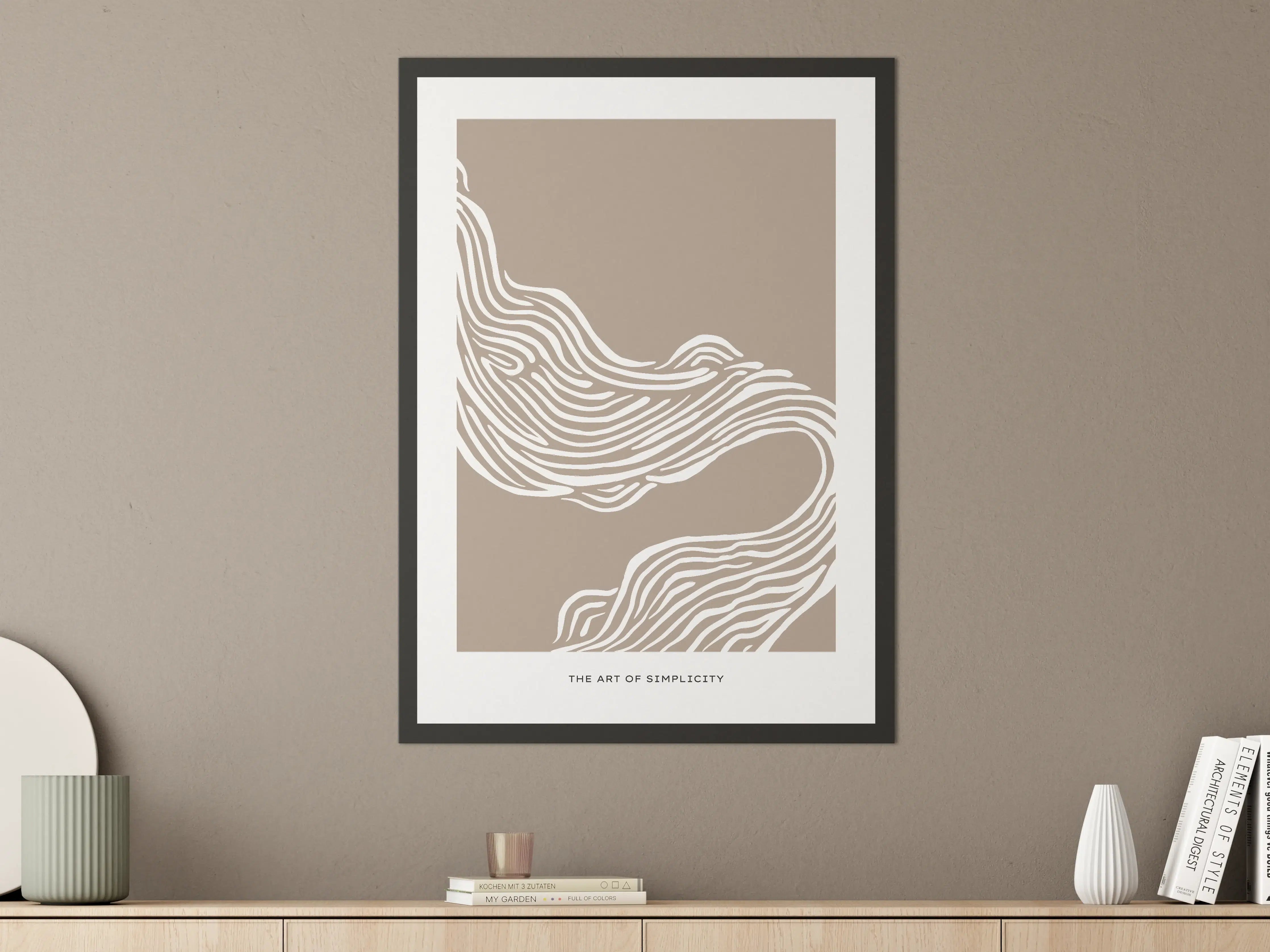 Große Wandbilder - Moderne Linienkunst in Beige