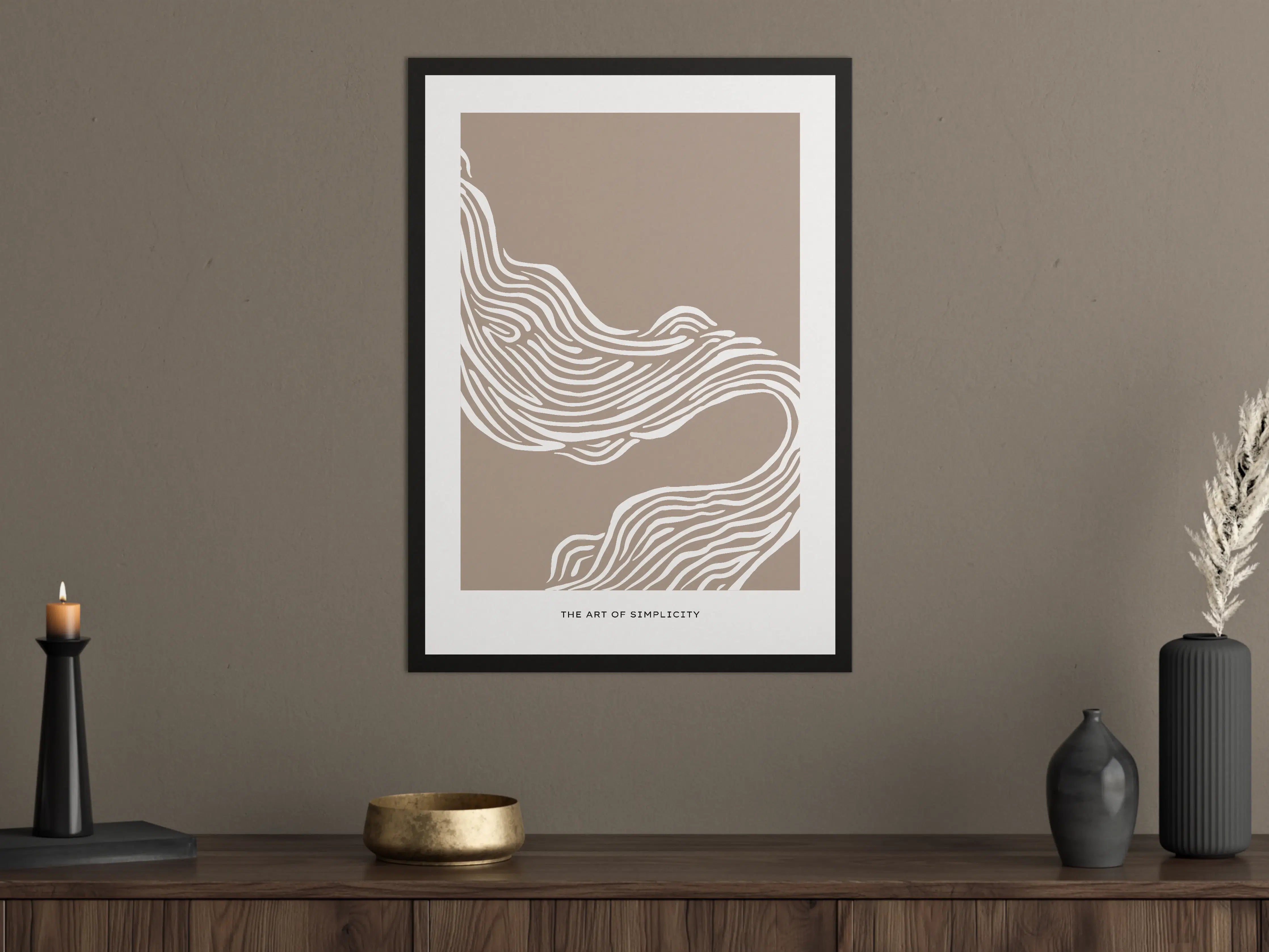 Große Wandbilder - Moderne Linienkunst in Beige