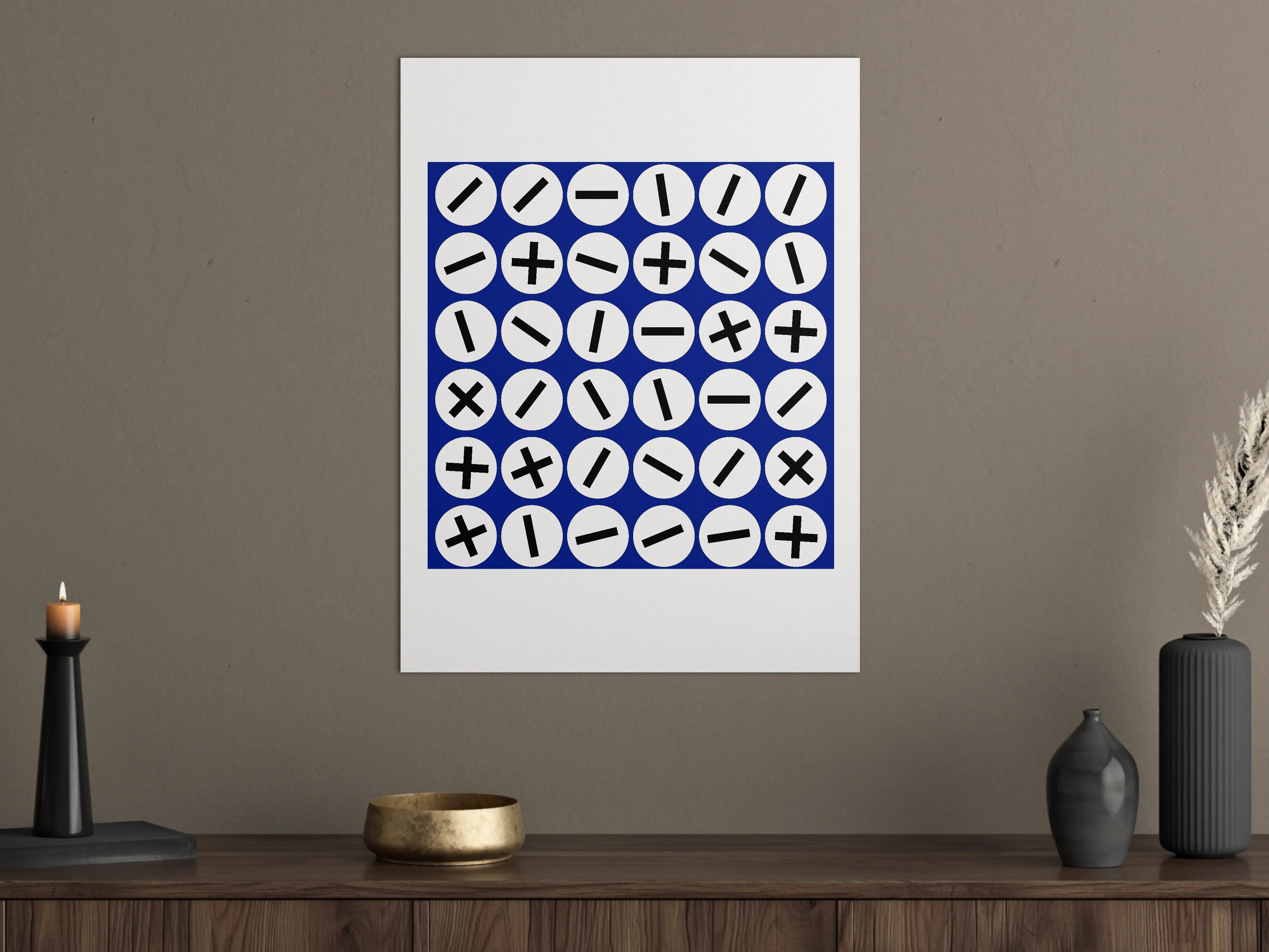 Große Wandbilder - Moderne Minimalistische Symbolkunst in Blau-Weiß