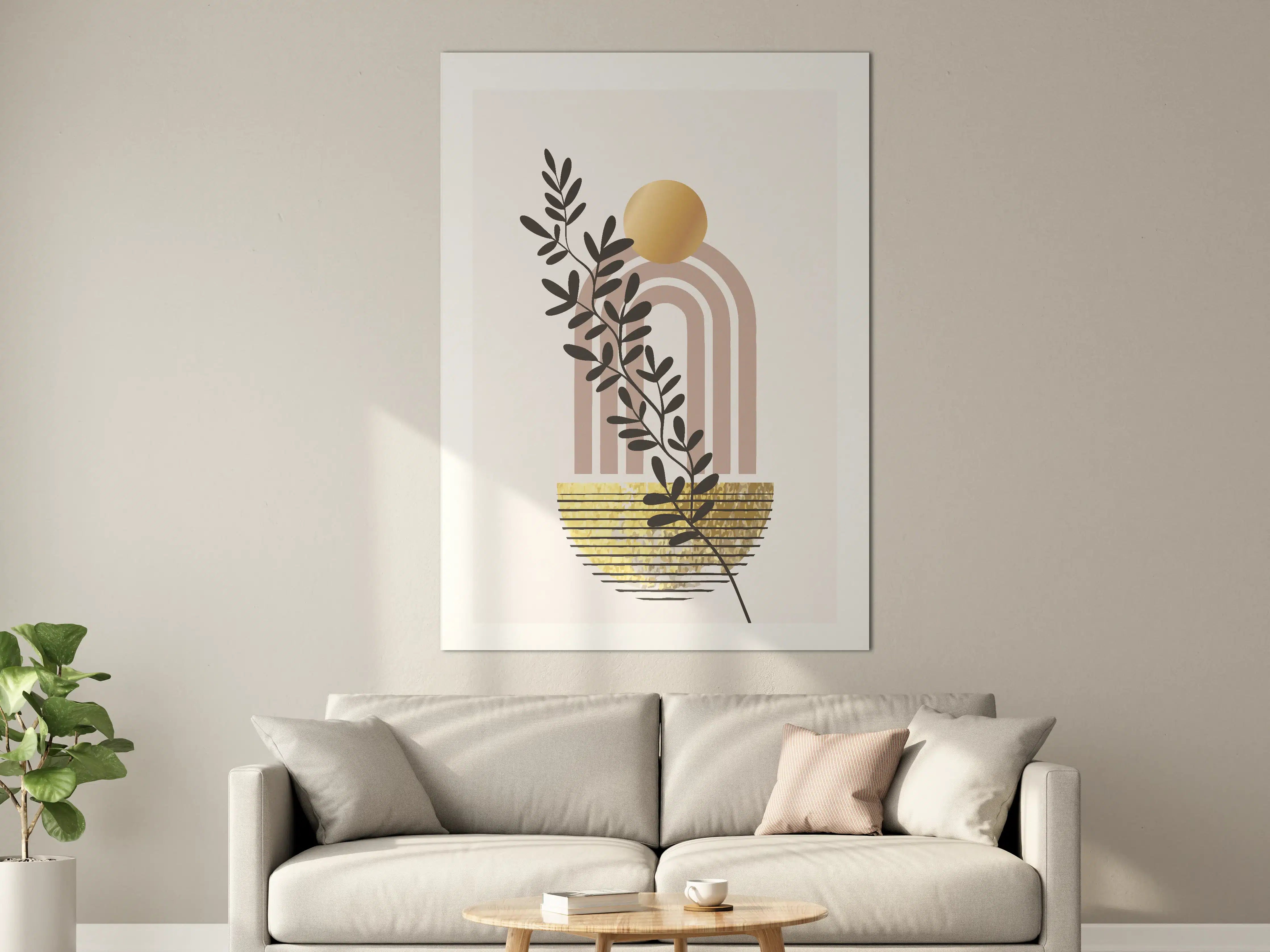 Große Wandbilder - Moderne Minimalistische Wandkunst in Sanften Erdtönen