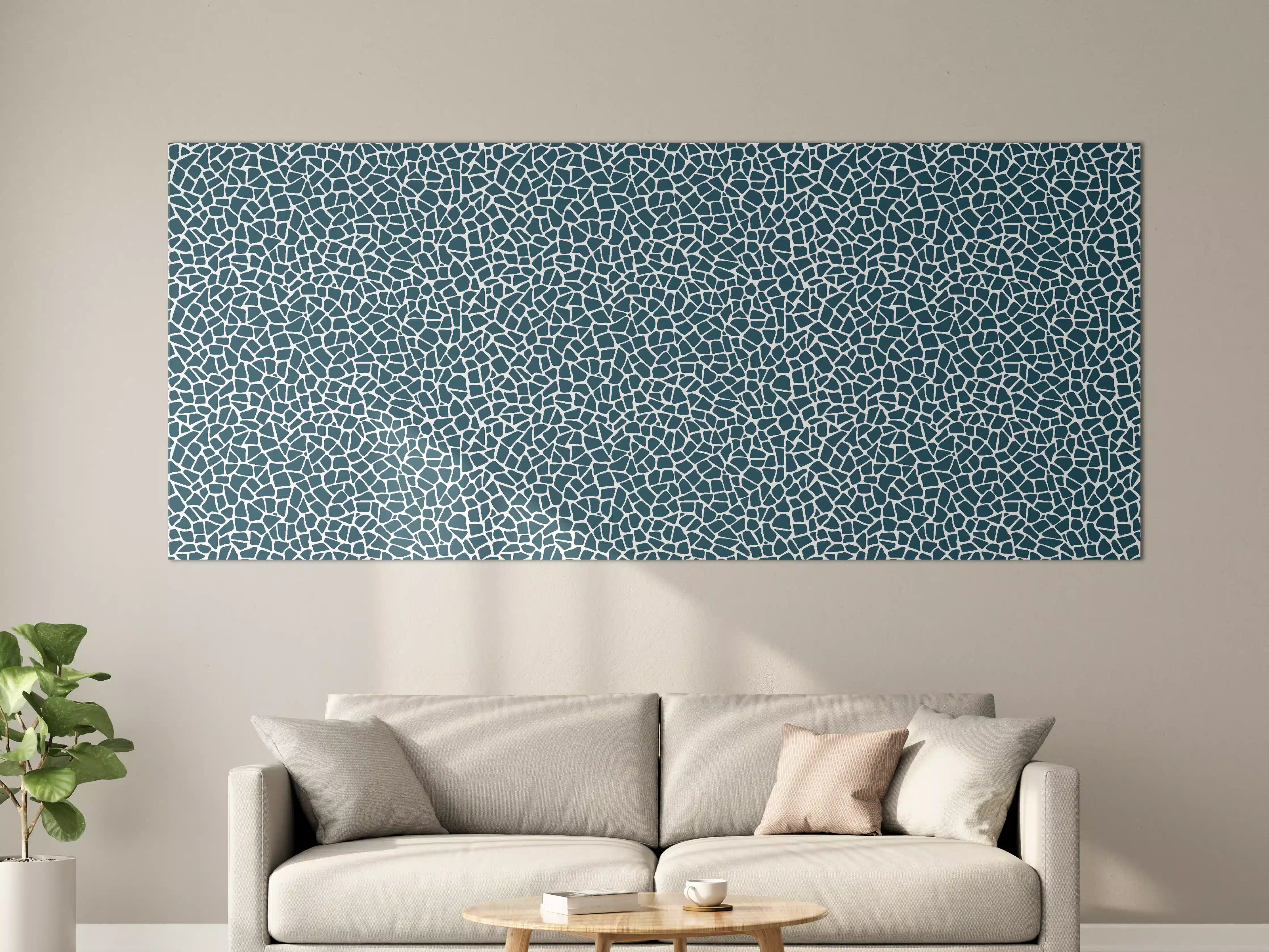 Große Wandbilder - Moderne Mosaikstruktur in Blau- und Grautönen