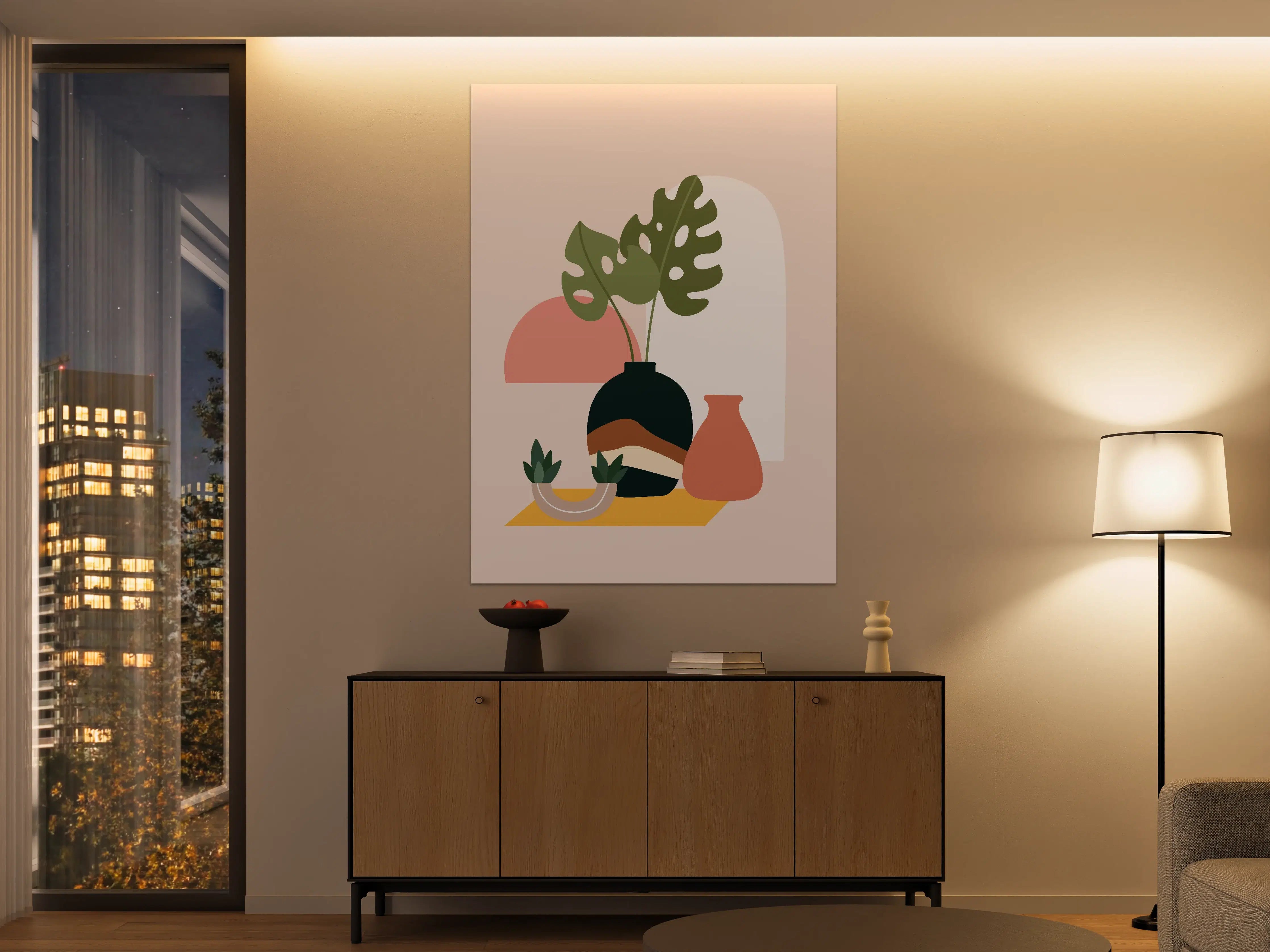 Große Wandbilder - Moderne Pflanzen- und Vasen-Dekoration