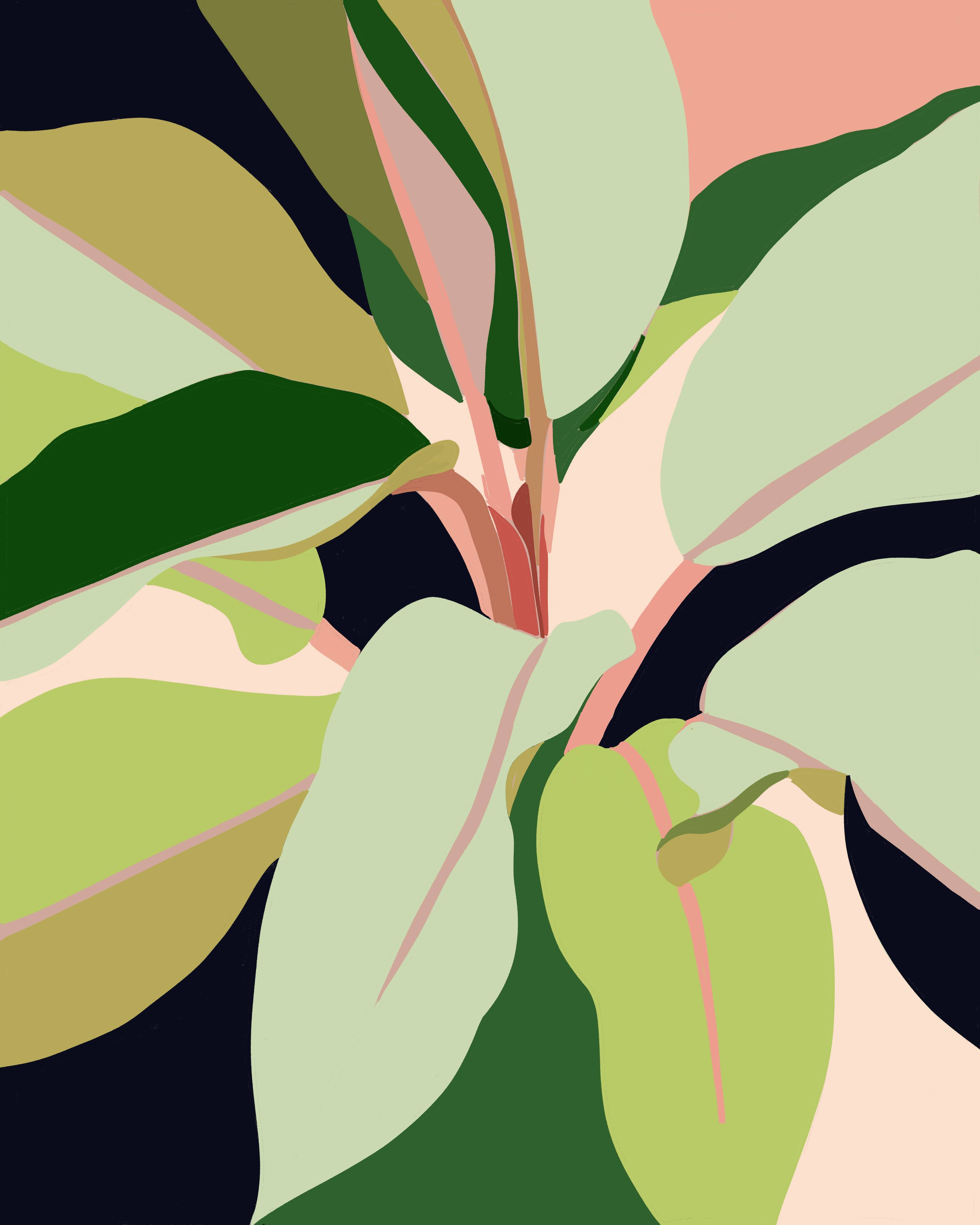 Große Wandbilder-Moderne Pflanzenillustration in Pastellfarben