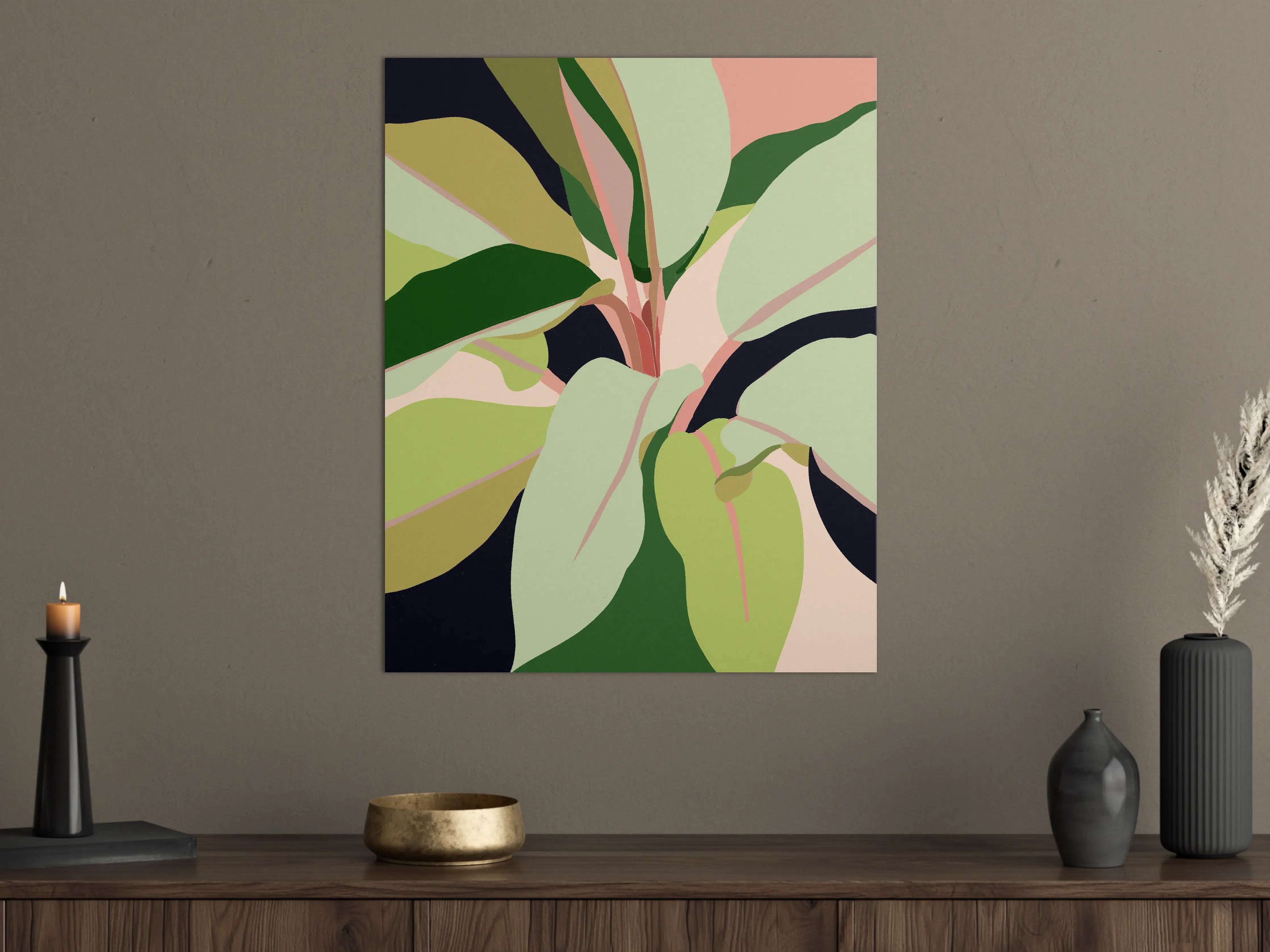 Große Wandbilder - Moderne Pflanzenillustration in Pastellfarben