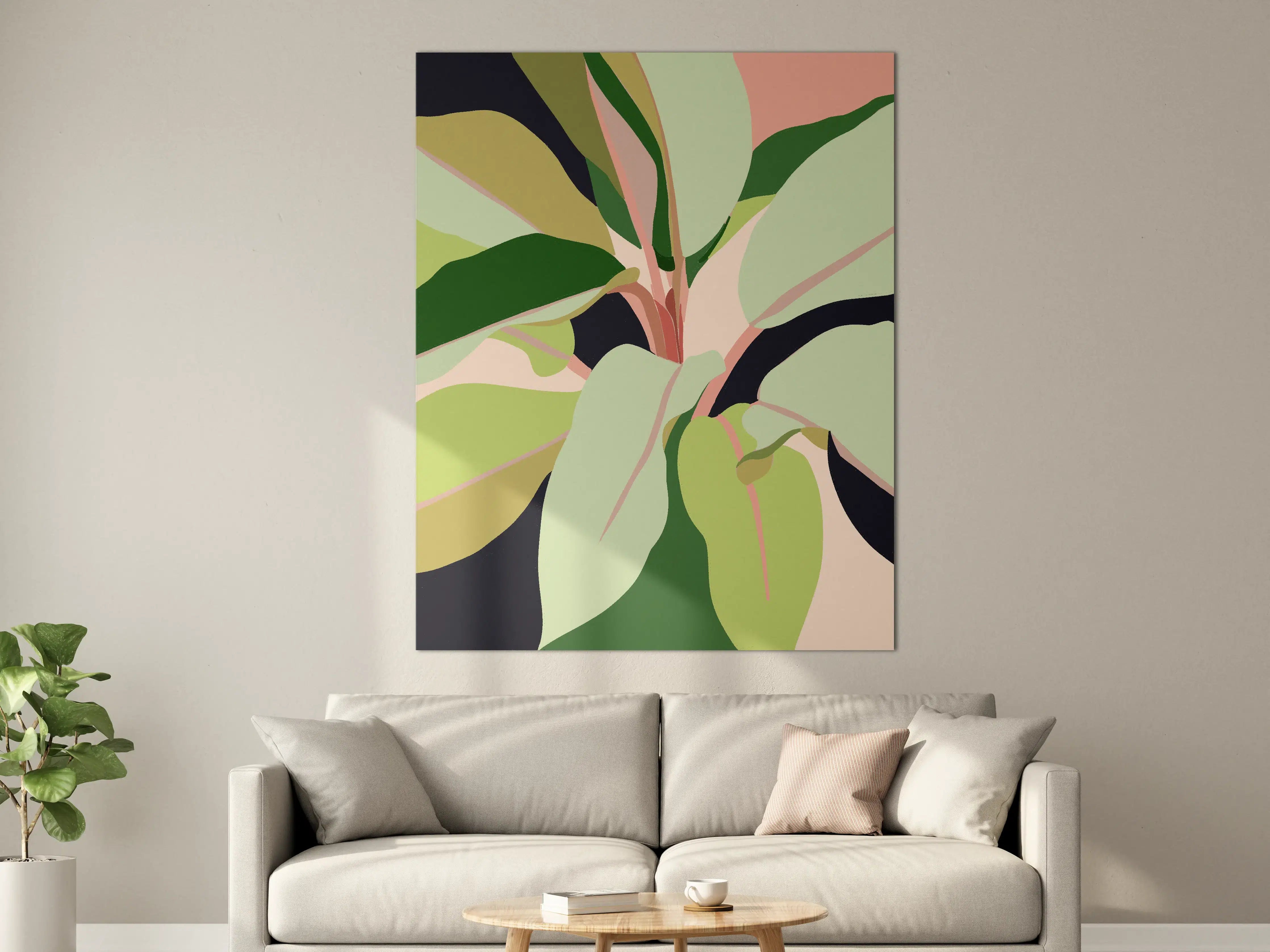 Große Wandbilder - Moderne Pflanzenillustration in Pastellfarben
