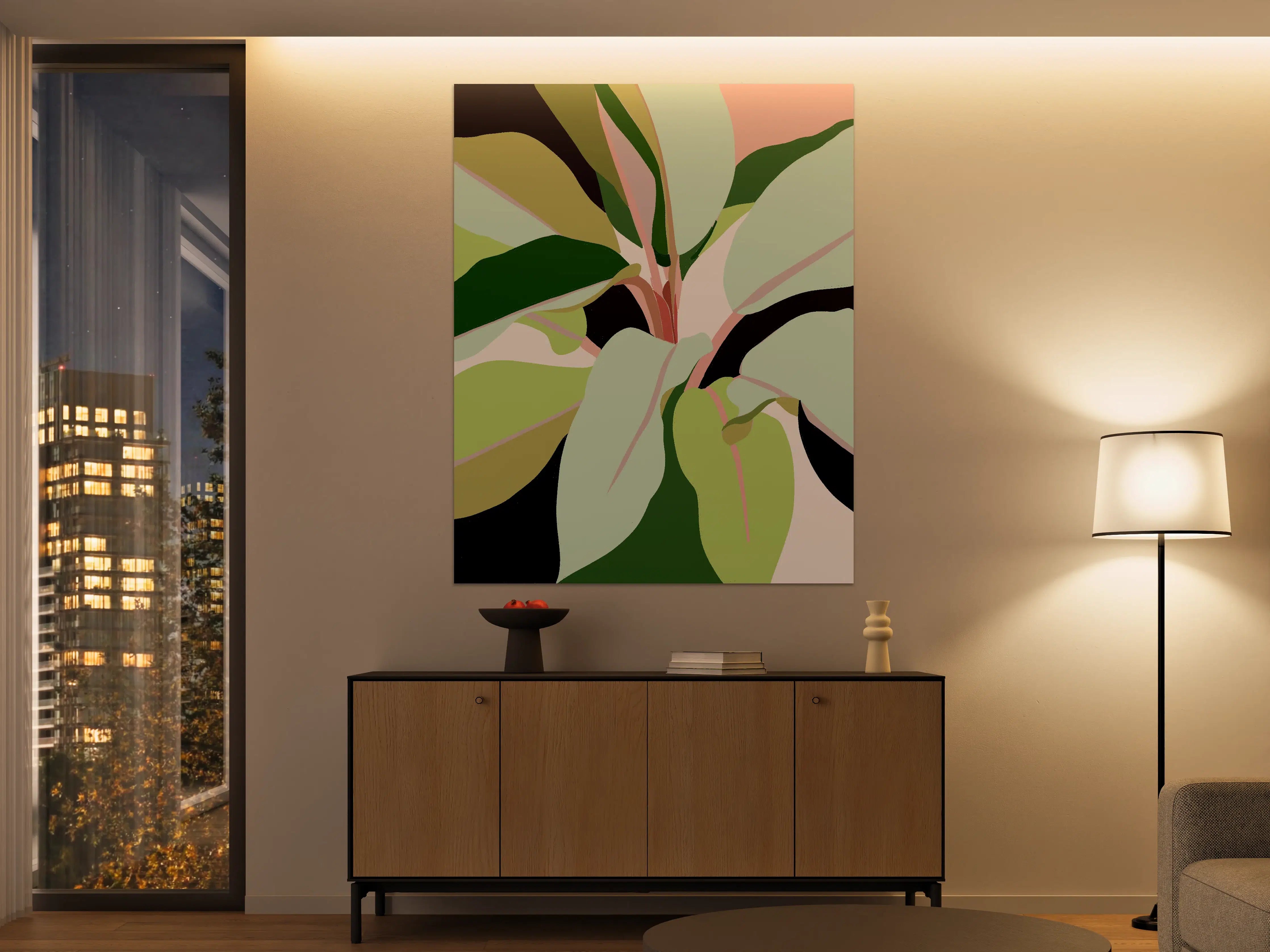 Große Wandbilder - Moderne Pflanzenillustration in Pastellfarben