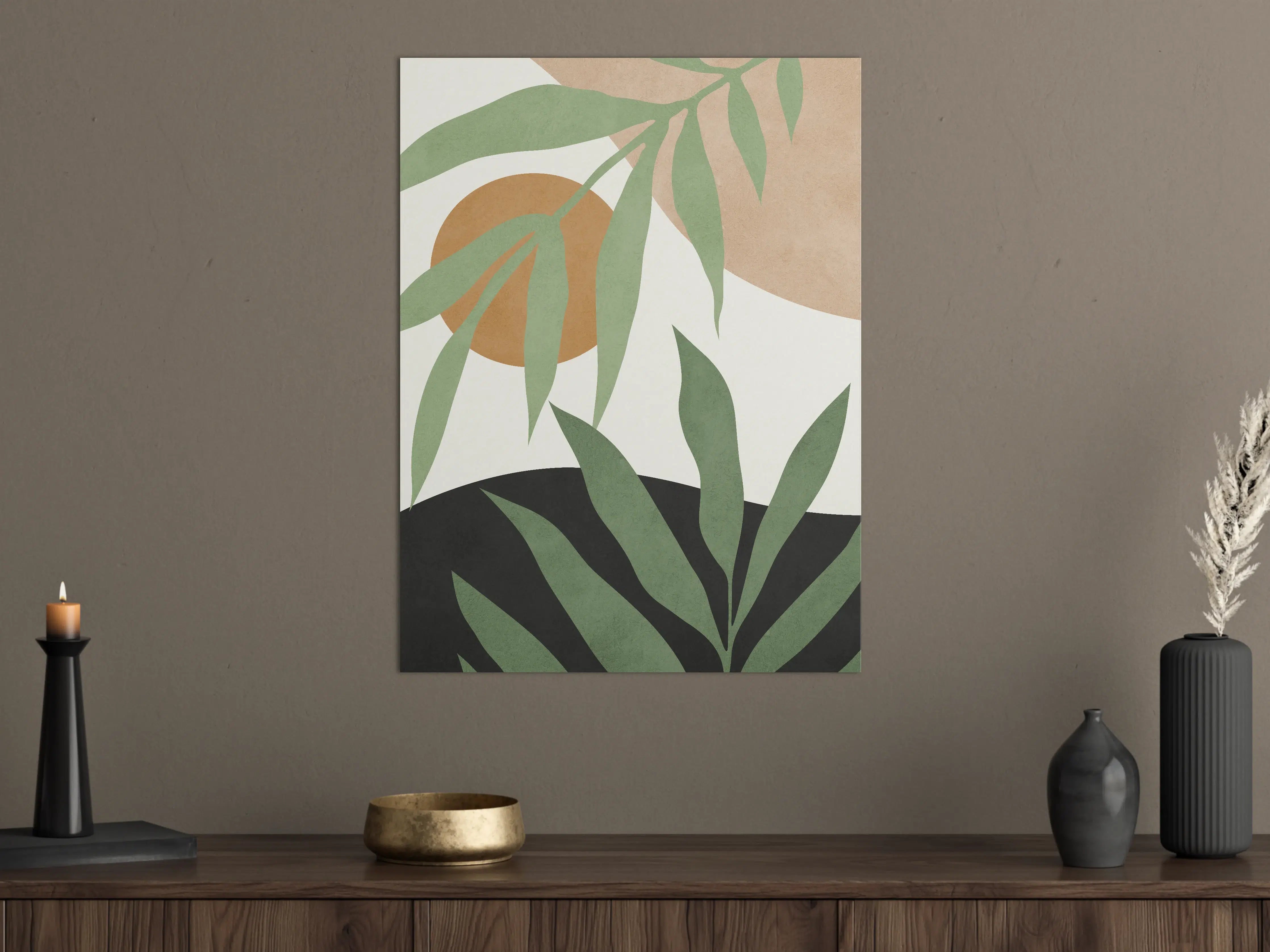 Große Wandbilder - Moderne Pflanzenillustration in sanften Erdtönen