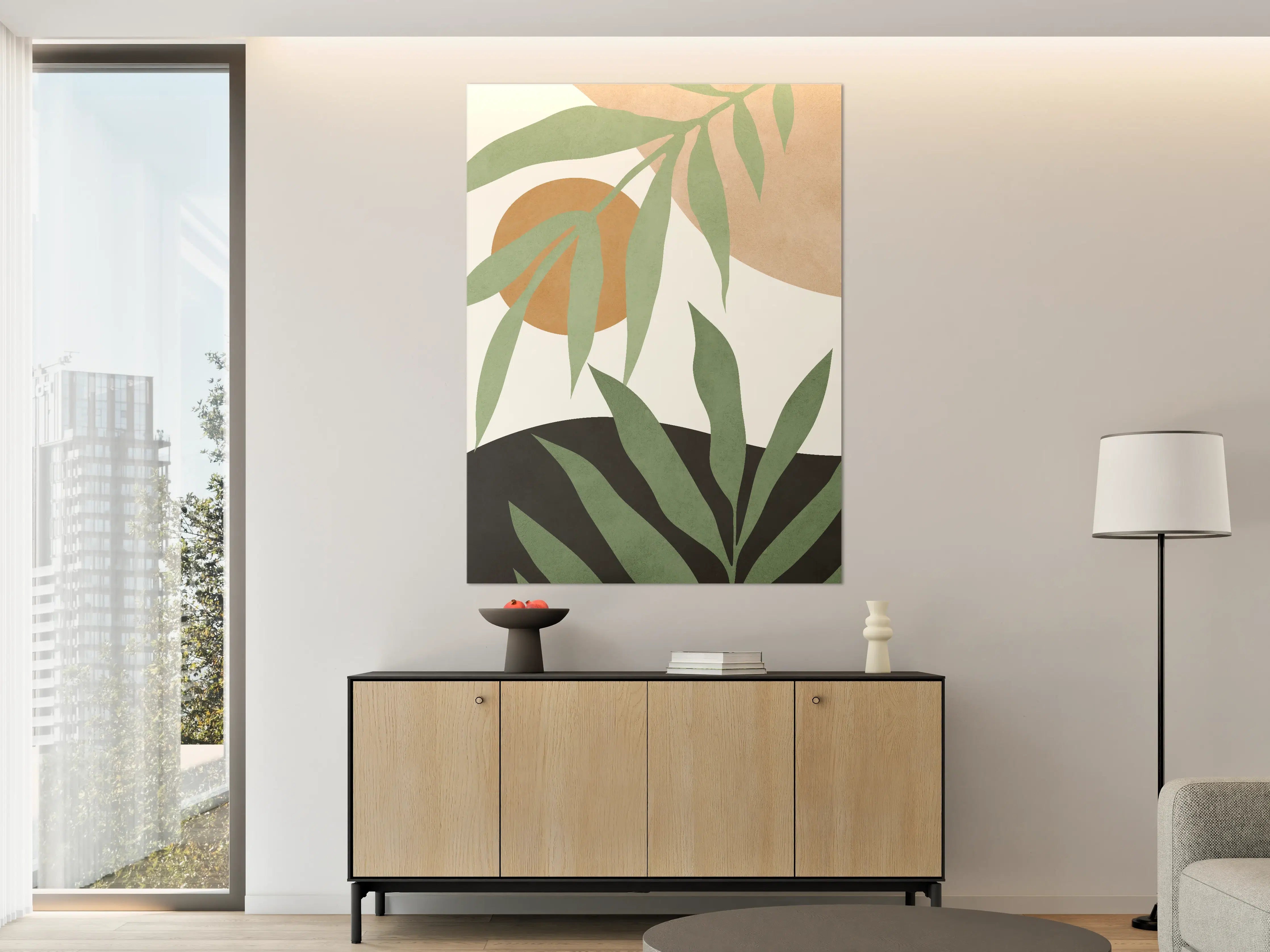 Große Wandbilder - Moderne Pflanzenillustration in sanften Erdtönen