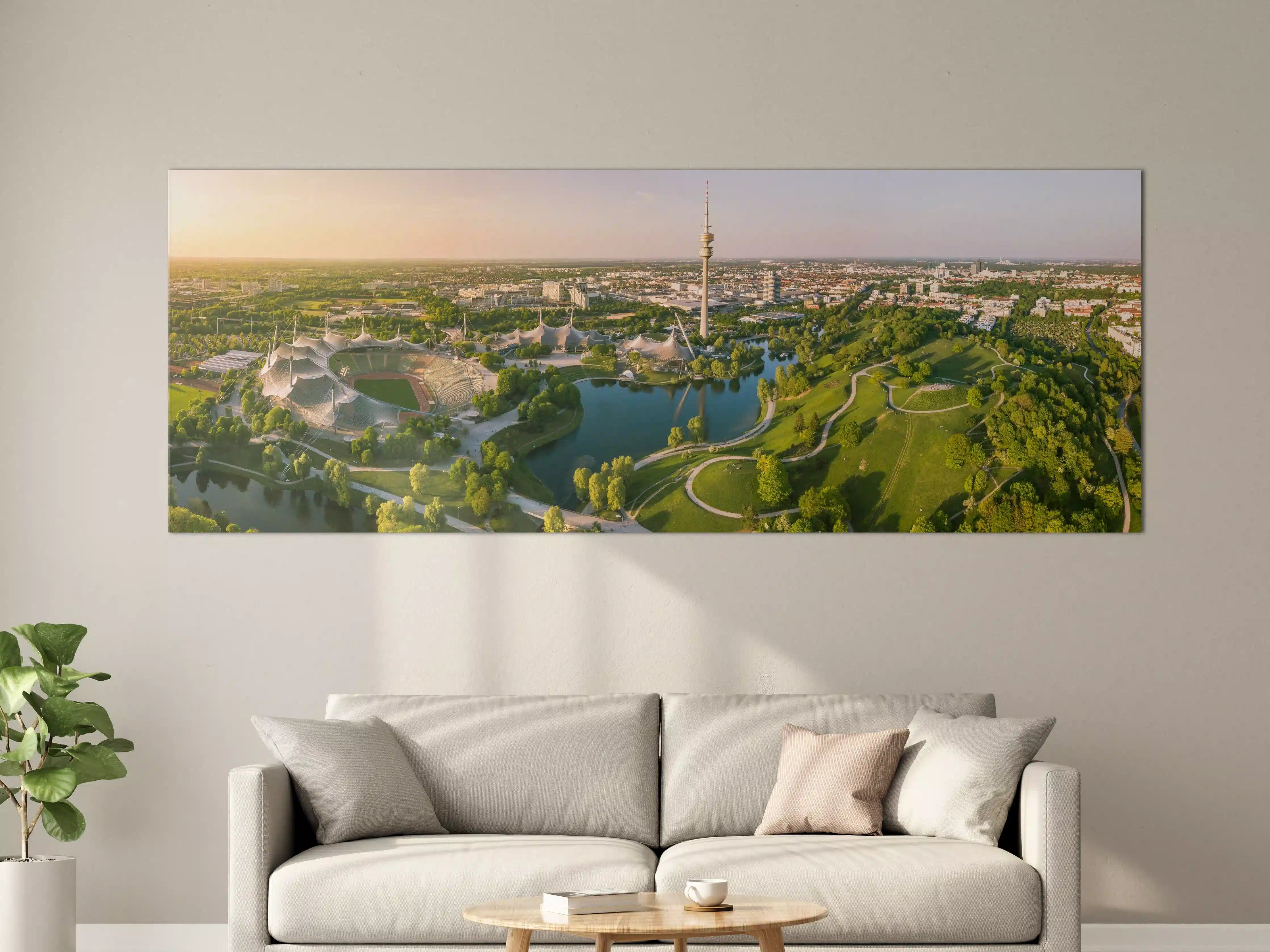 Große Wandbilder - Moderne Phantasielandschaft mit Wasser und Grünflächen