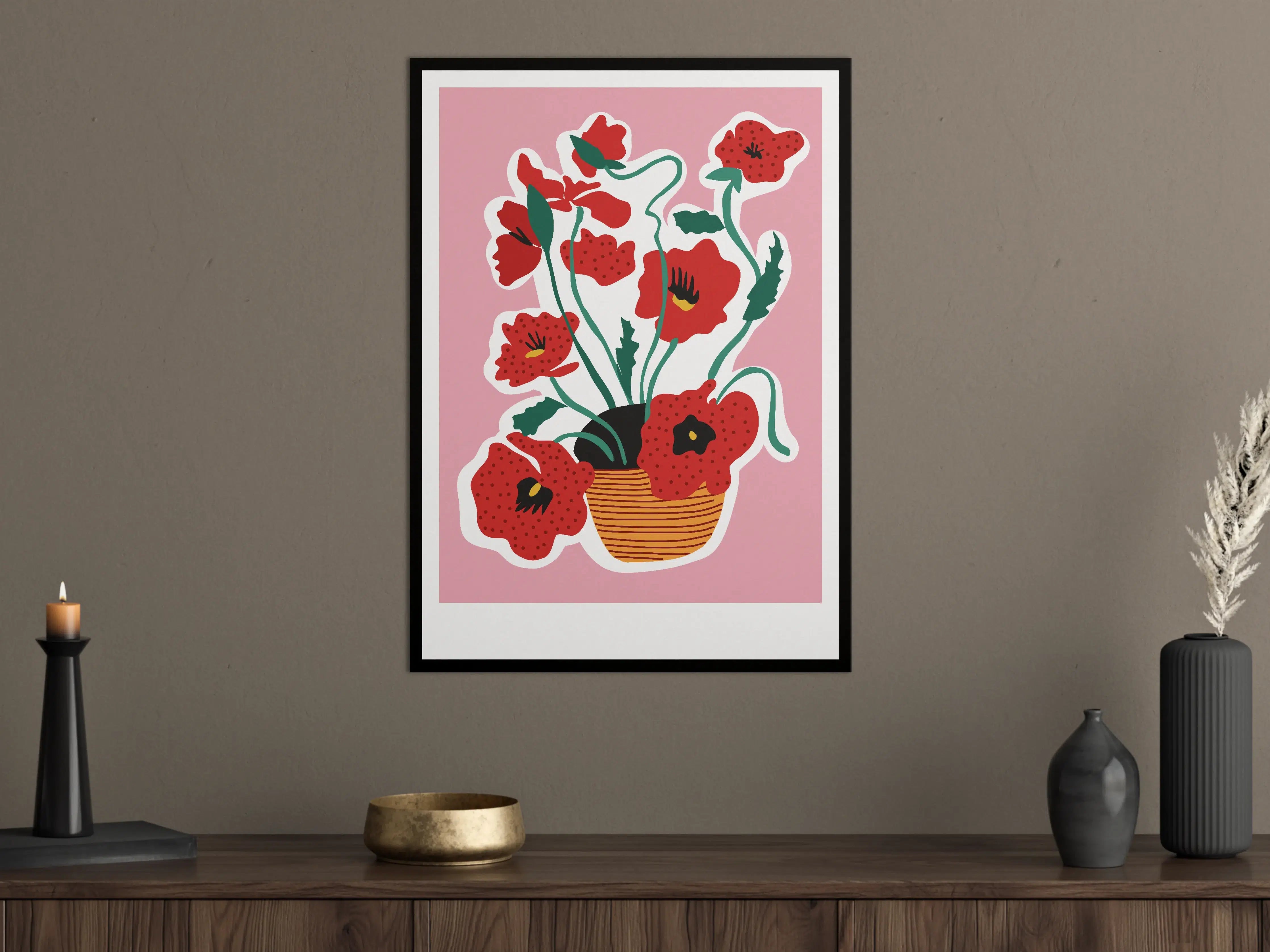Große Wandbilder - Moderne Pop-Art Mohnblumen in Topf