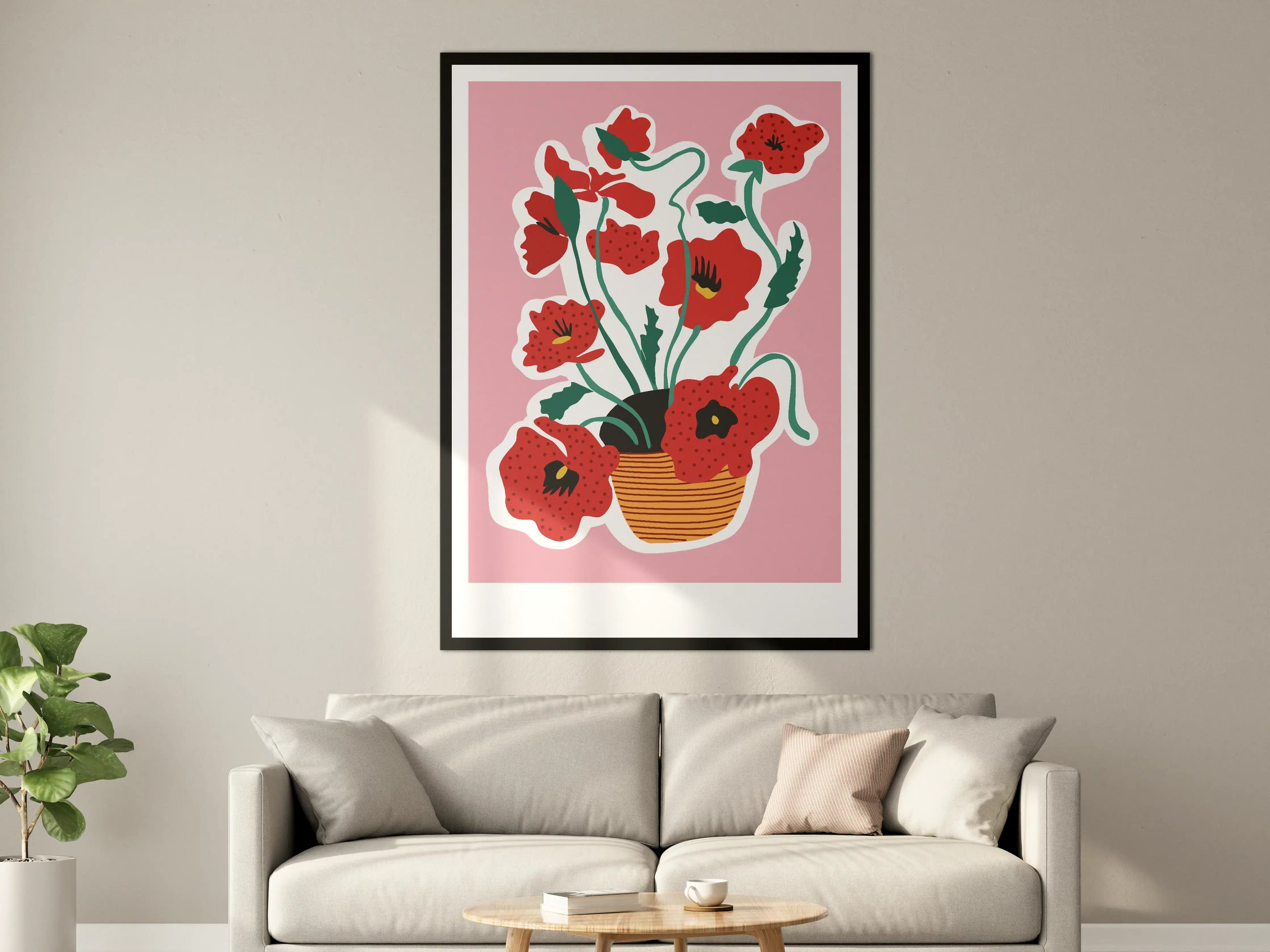 Große Wandbilder - Moderne Pop-Art Mohnblumen in Topf