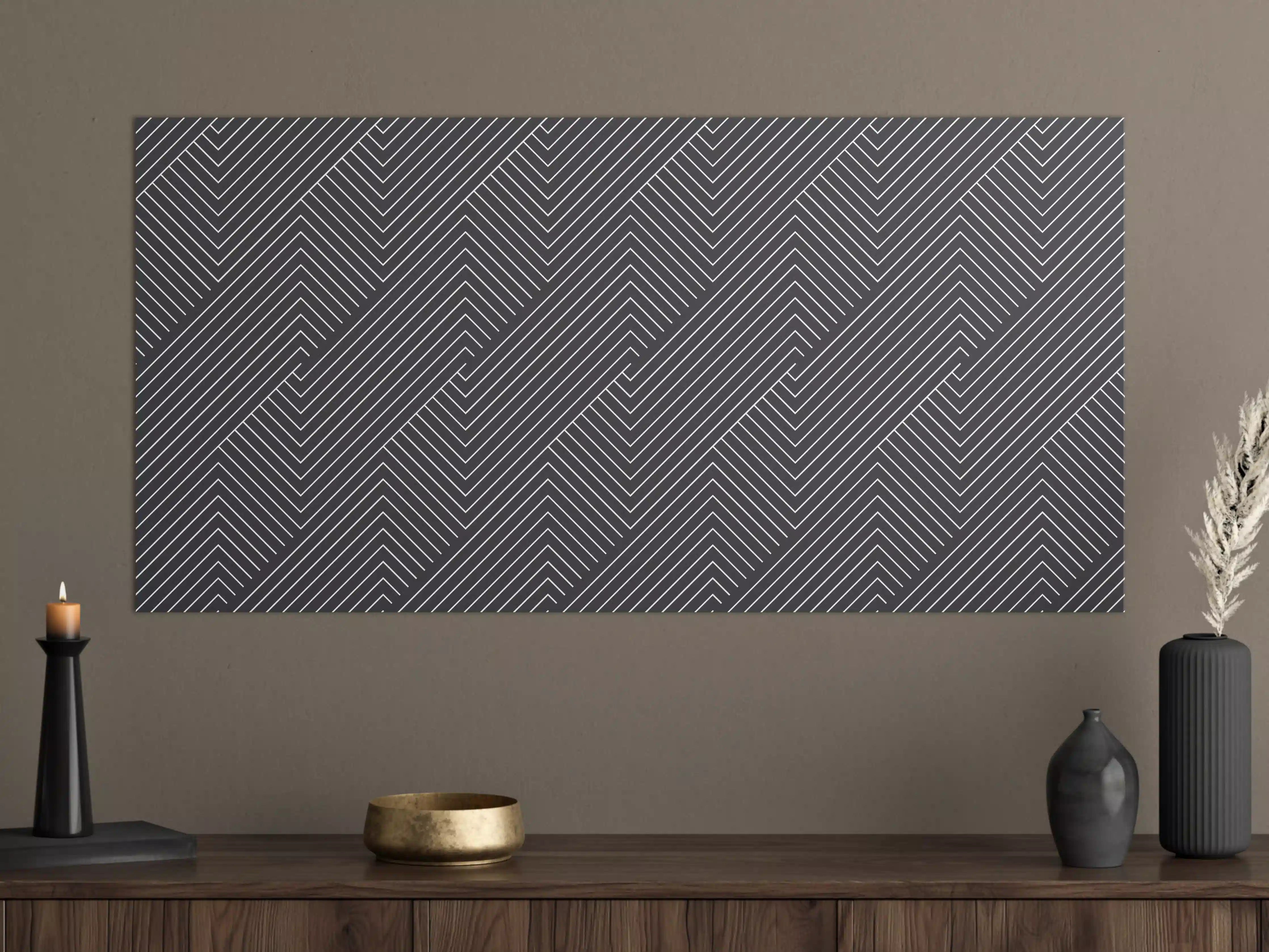 Große Wandbilder - Moderne Schwarz-Graue Liniengrafik