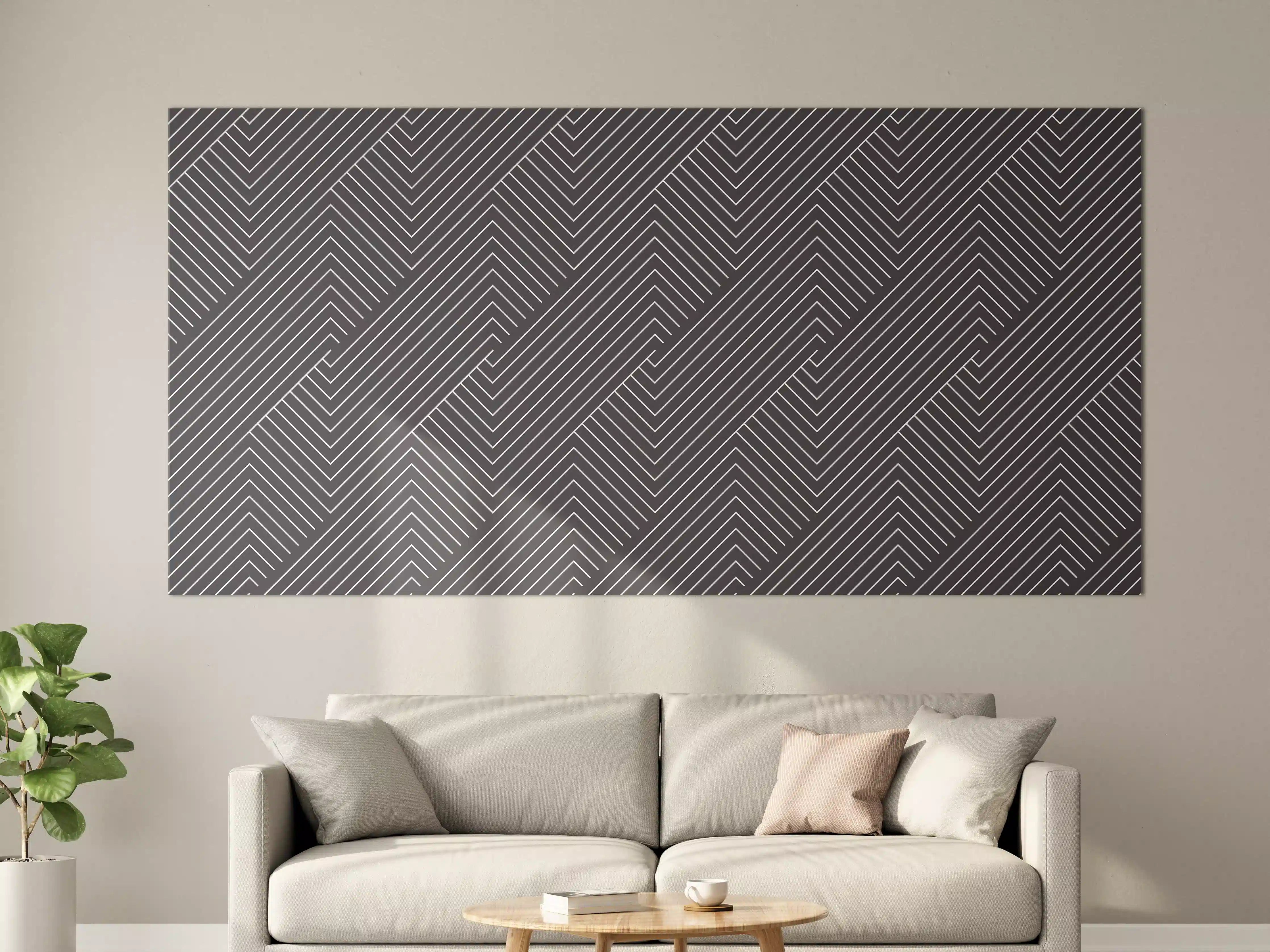 Große Wandbilder - Moderne Schwarz-Graue Liniengrafik