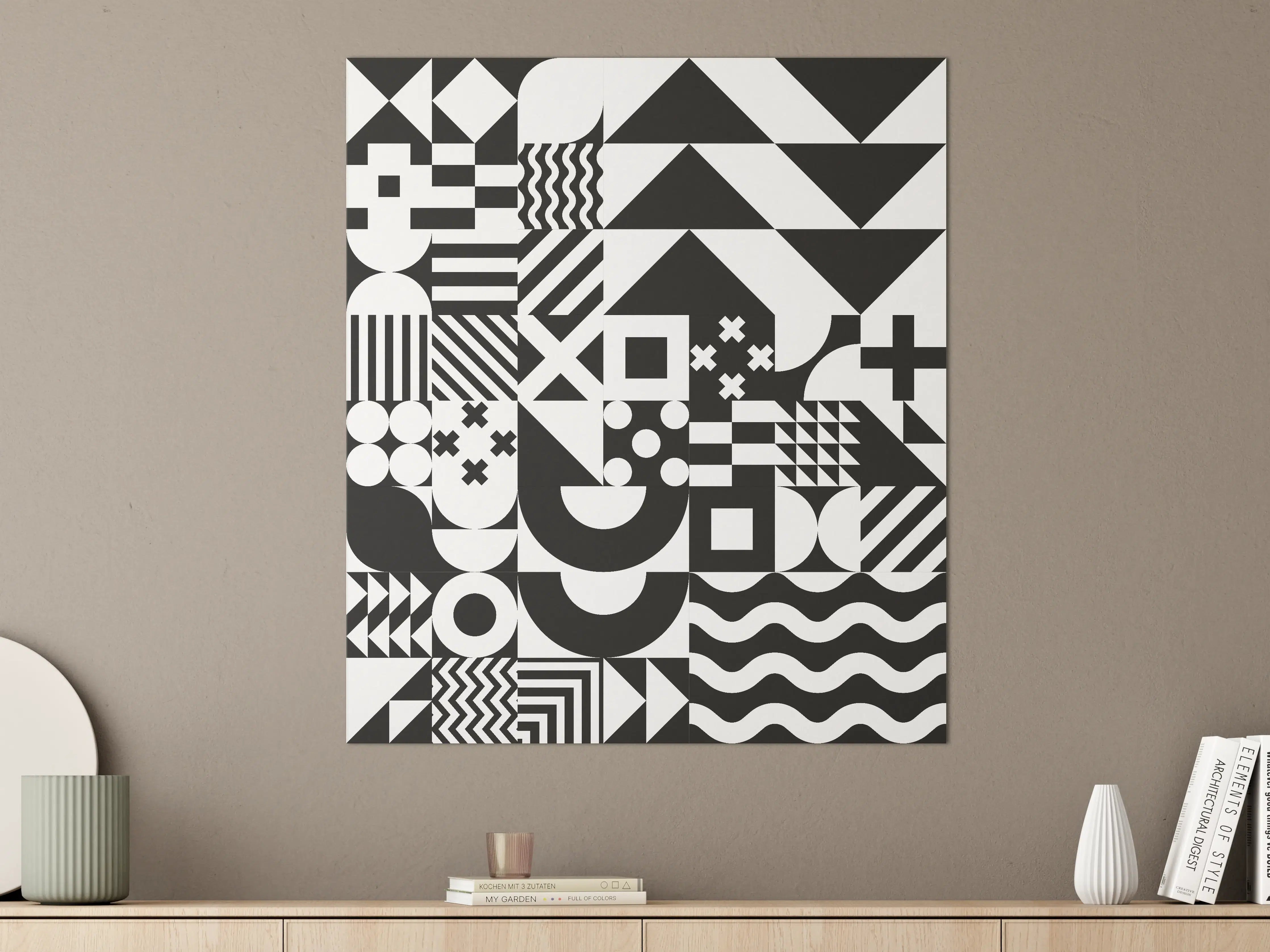 Große Wandbilder - Moderne Schwarz-Weiß-Geometrie-Kunst