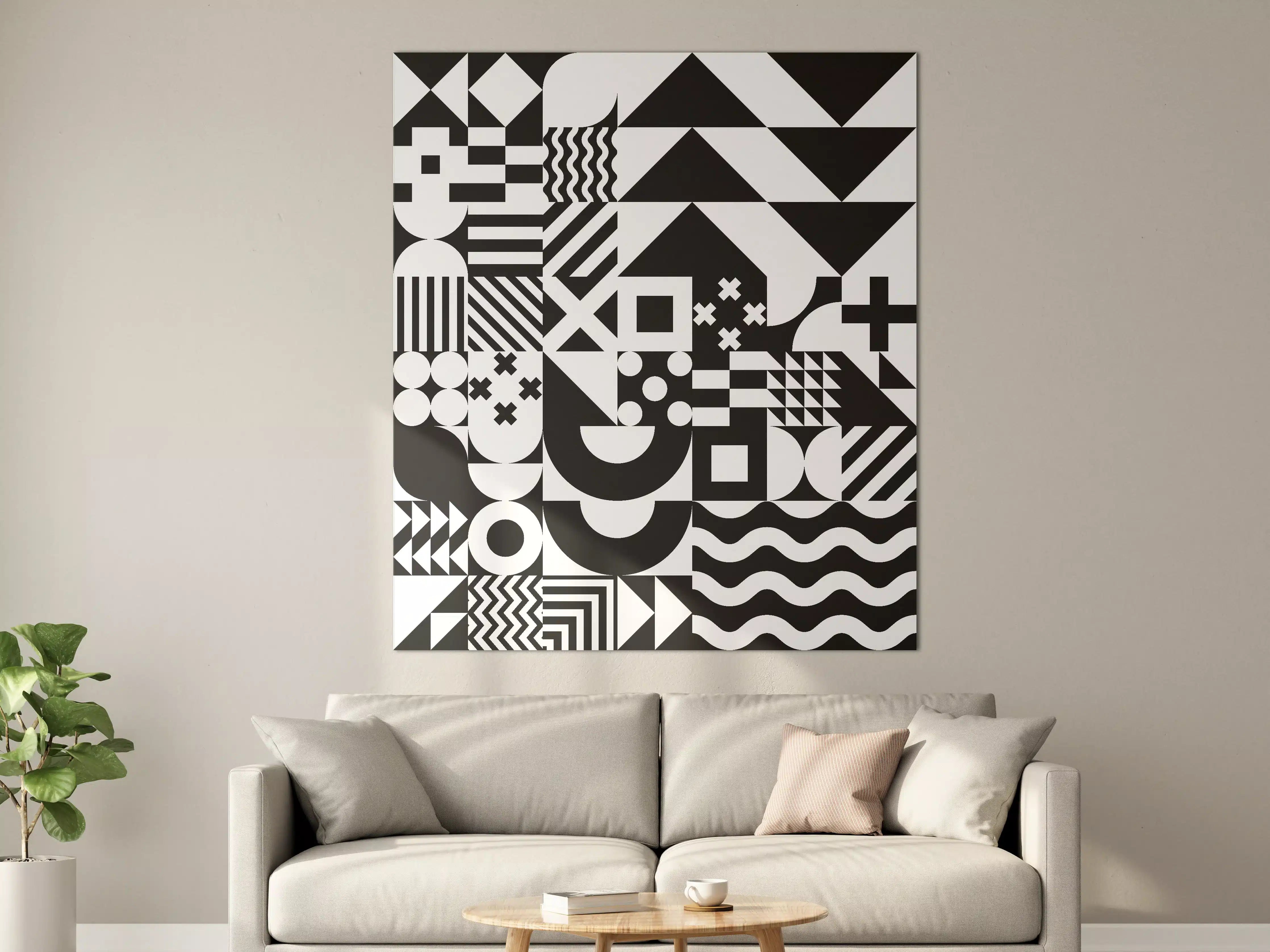 Große Wandbilder - Moderne Schwarz-Weiß-Geometrie-Kunst